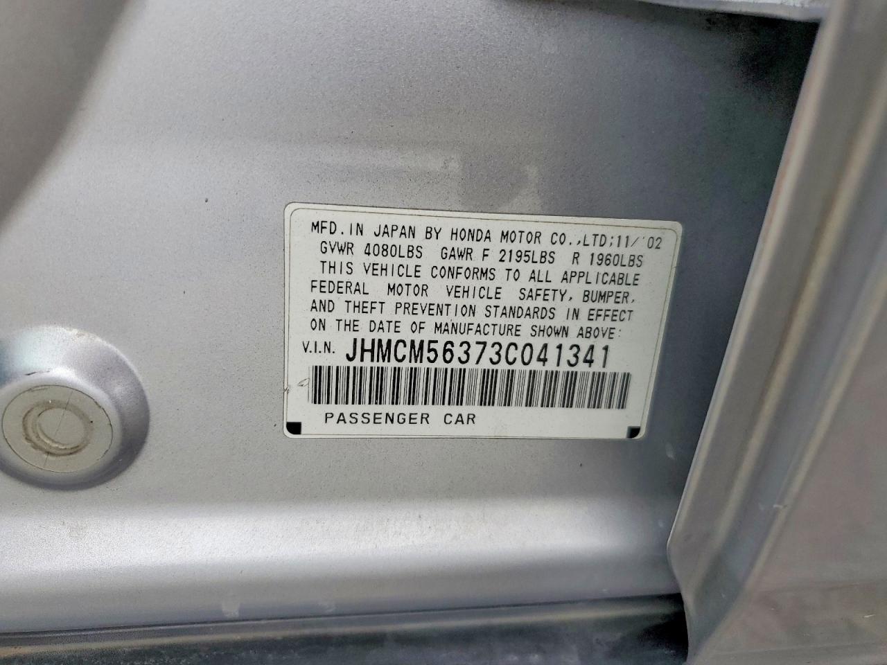 2003 Honda Accord Lx Silver vin: JHMCM56373C041341