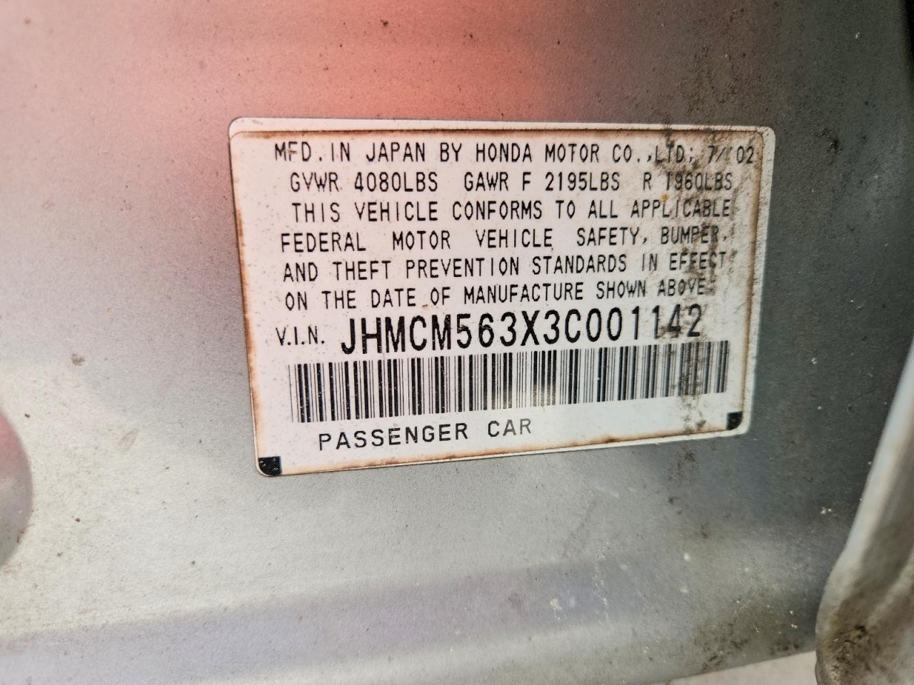 2003 Honda Accord Lx Серебряный vin: JHMCM563X3C001142