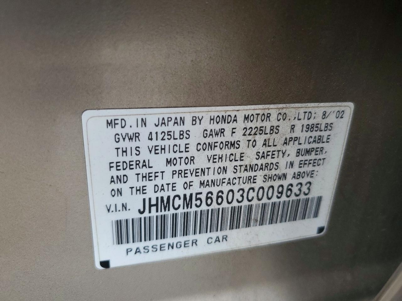 2003 Honda Accord Ex Gold vin: JHMCM56603C009633