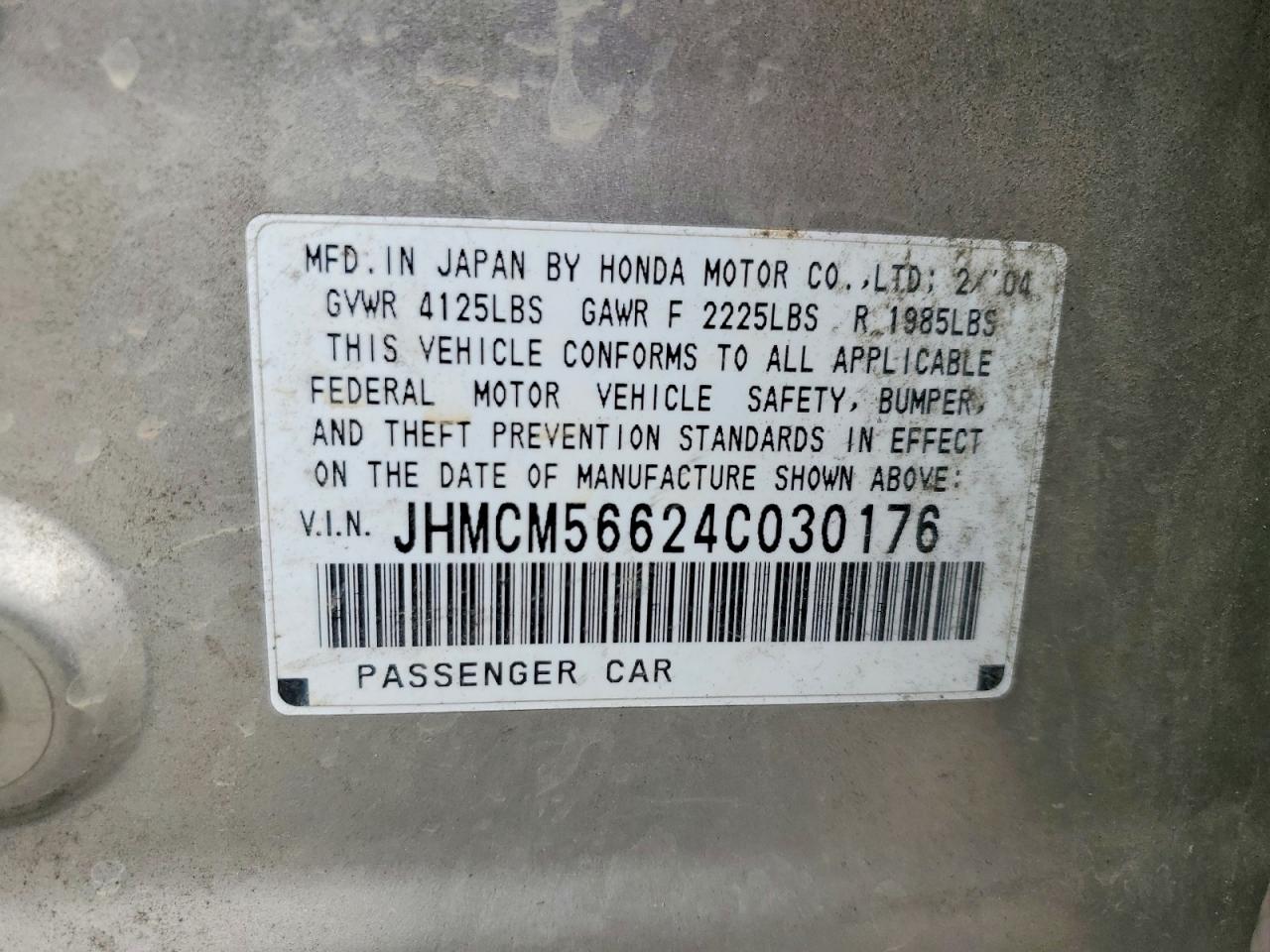 2004 Honda Accord Ex Gold vin: JHMCM56624C030176