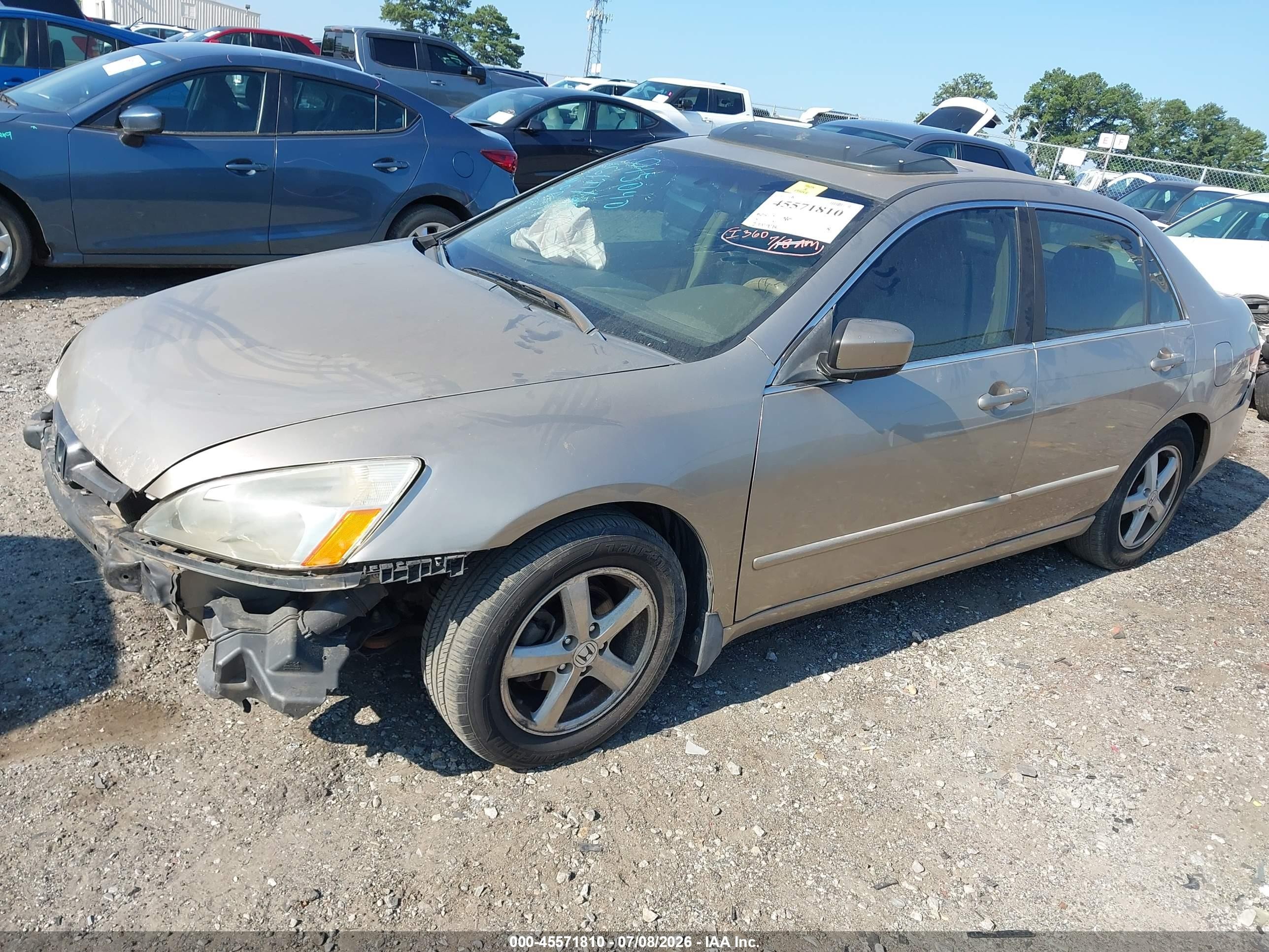 2003 Honda Accord Sdn Ex Желто-коричневый vin: JHMCM56633C015040