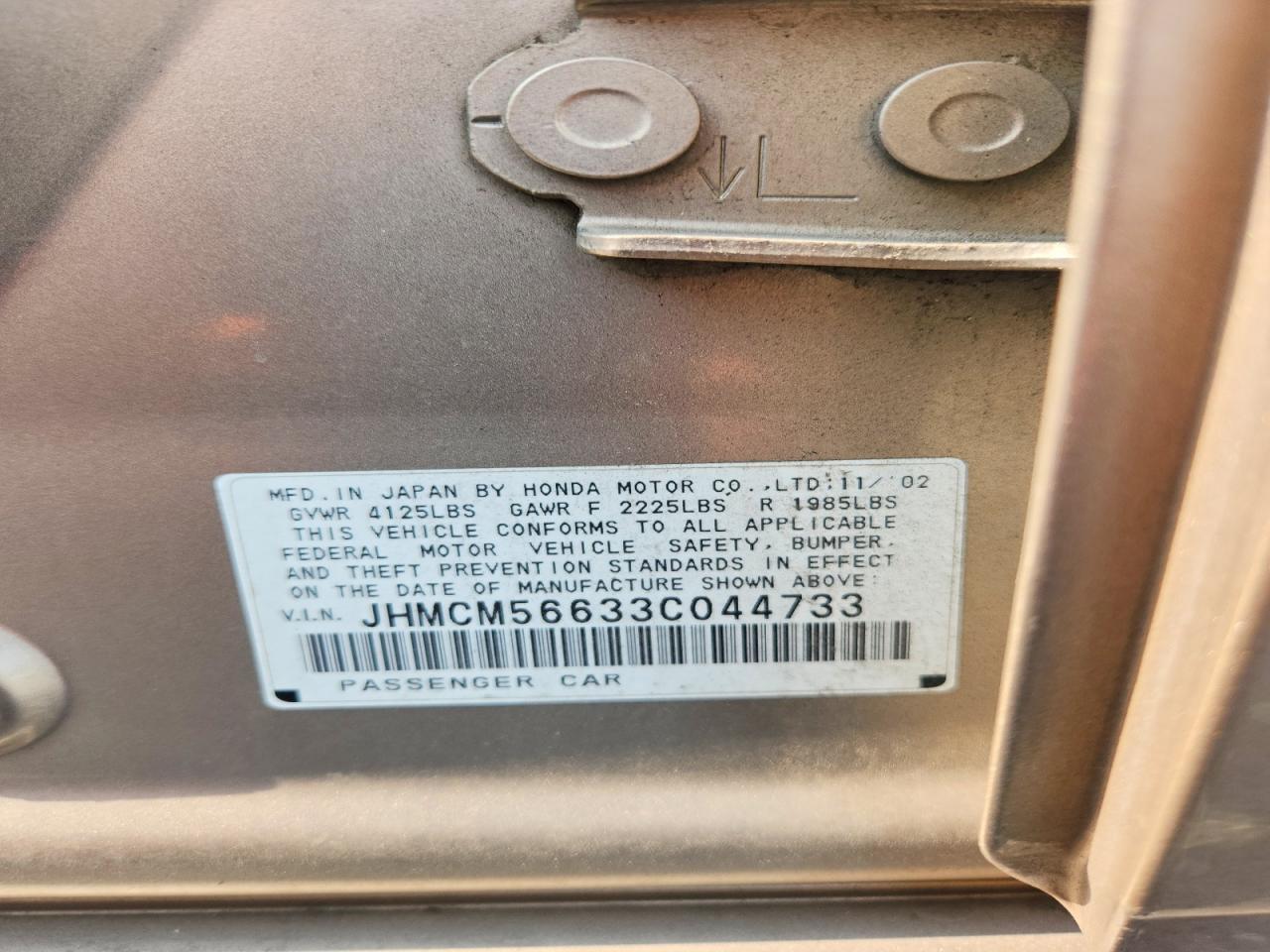 2003 Honda Accord Ex Gold vin: JHMCM56633C044733
