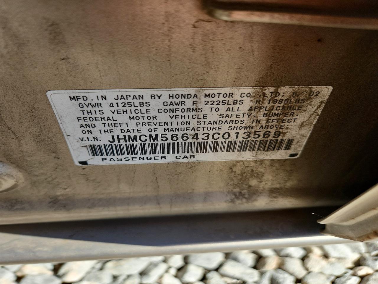2003 Honda Accord Ex Gold vin: JHMCM56643C013569
