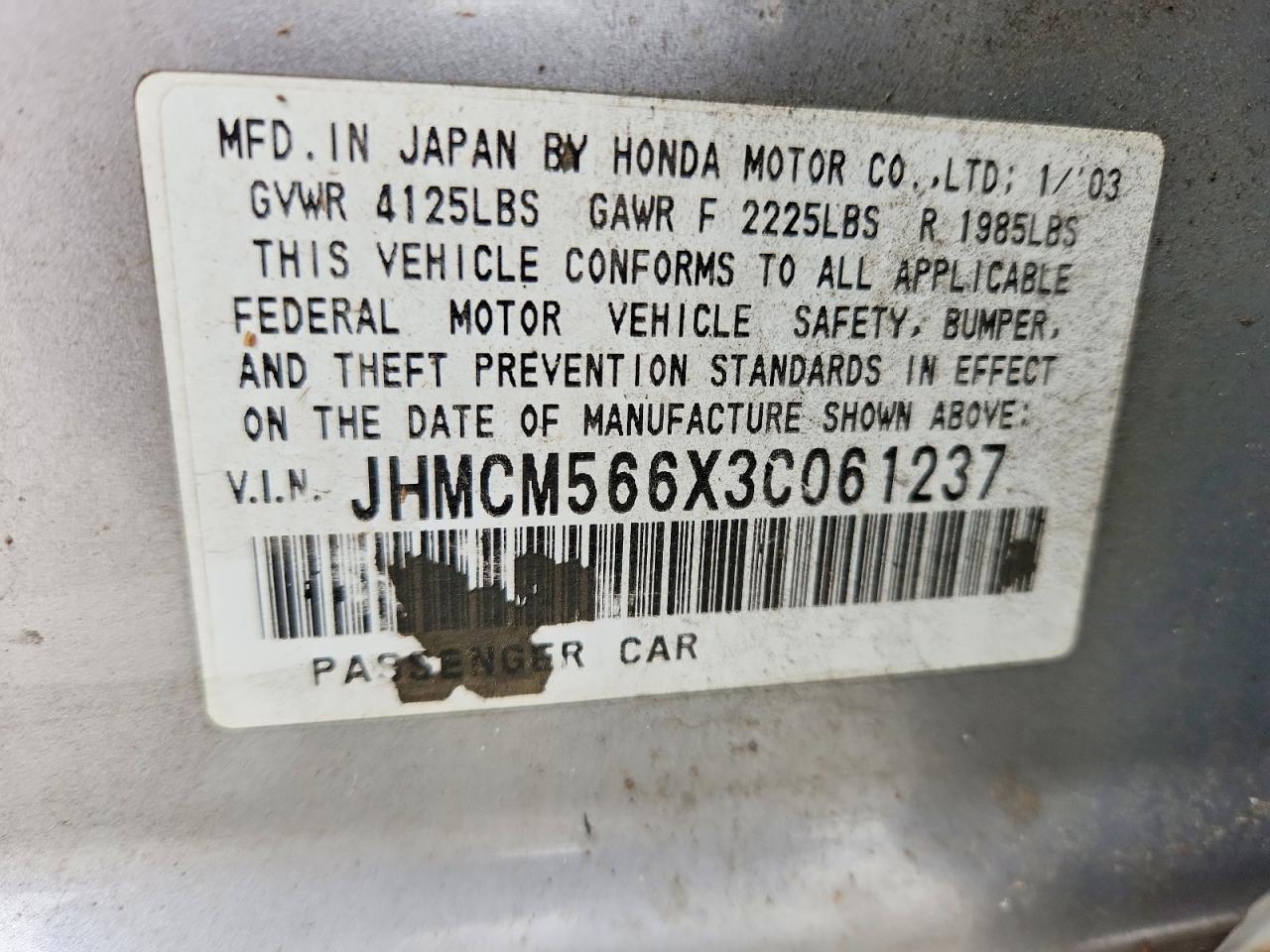 2003 Honda Accord Ex Silver vin: JHMCM566X3C061237