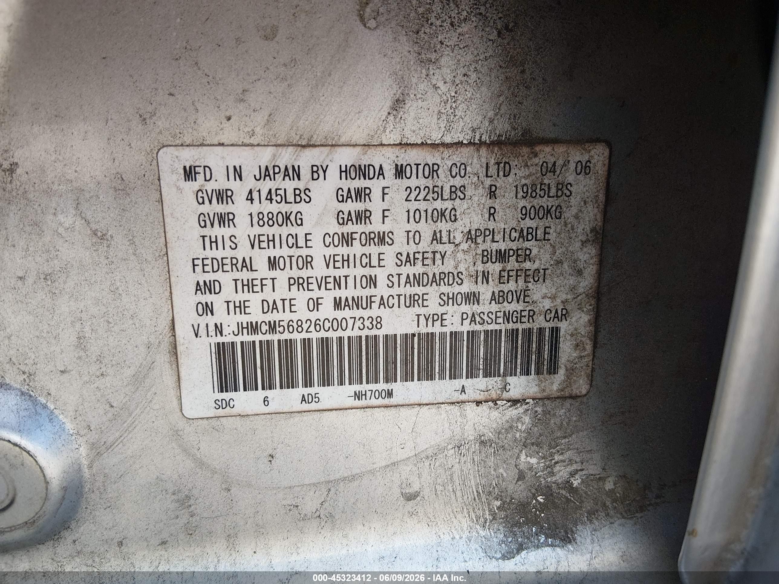 2006 Honda Accord 2.4 Ex Silver vin: JHMCM56826C007338