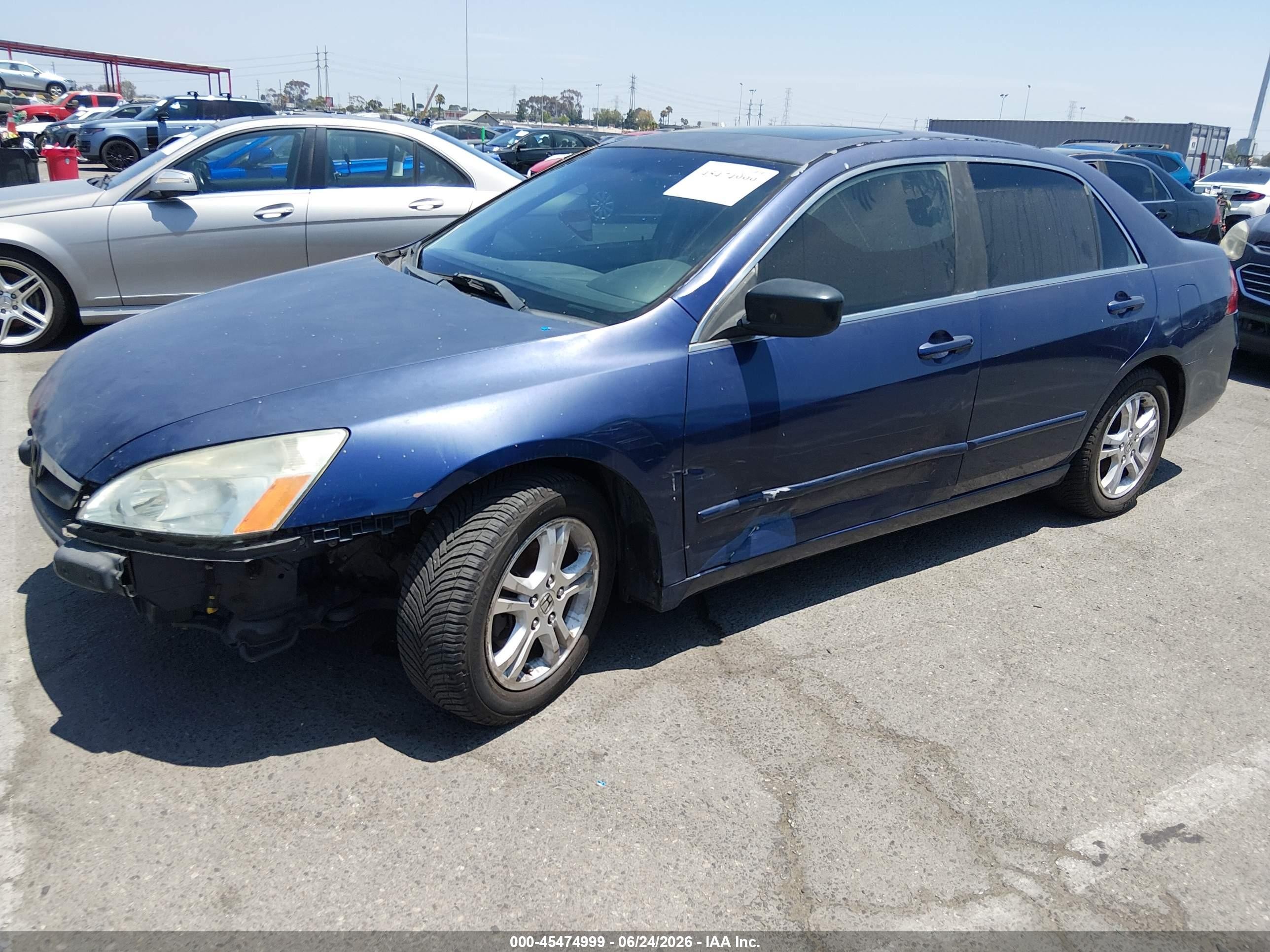 2006 Honda Accord 2.4 Ex Blue vin: JHMCM56886C006937