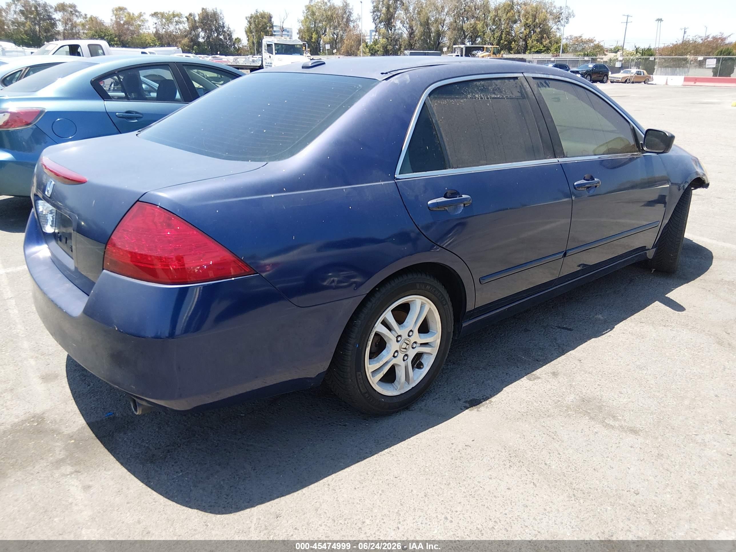 2006 Honda Accord 2.4 Ex Blue vin: JHMCM56886C006937