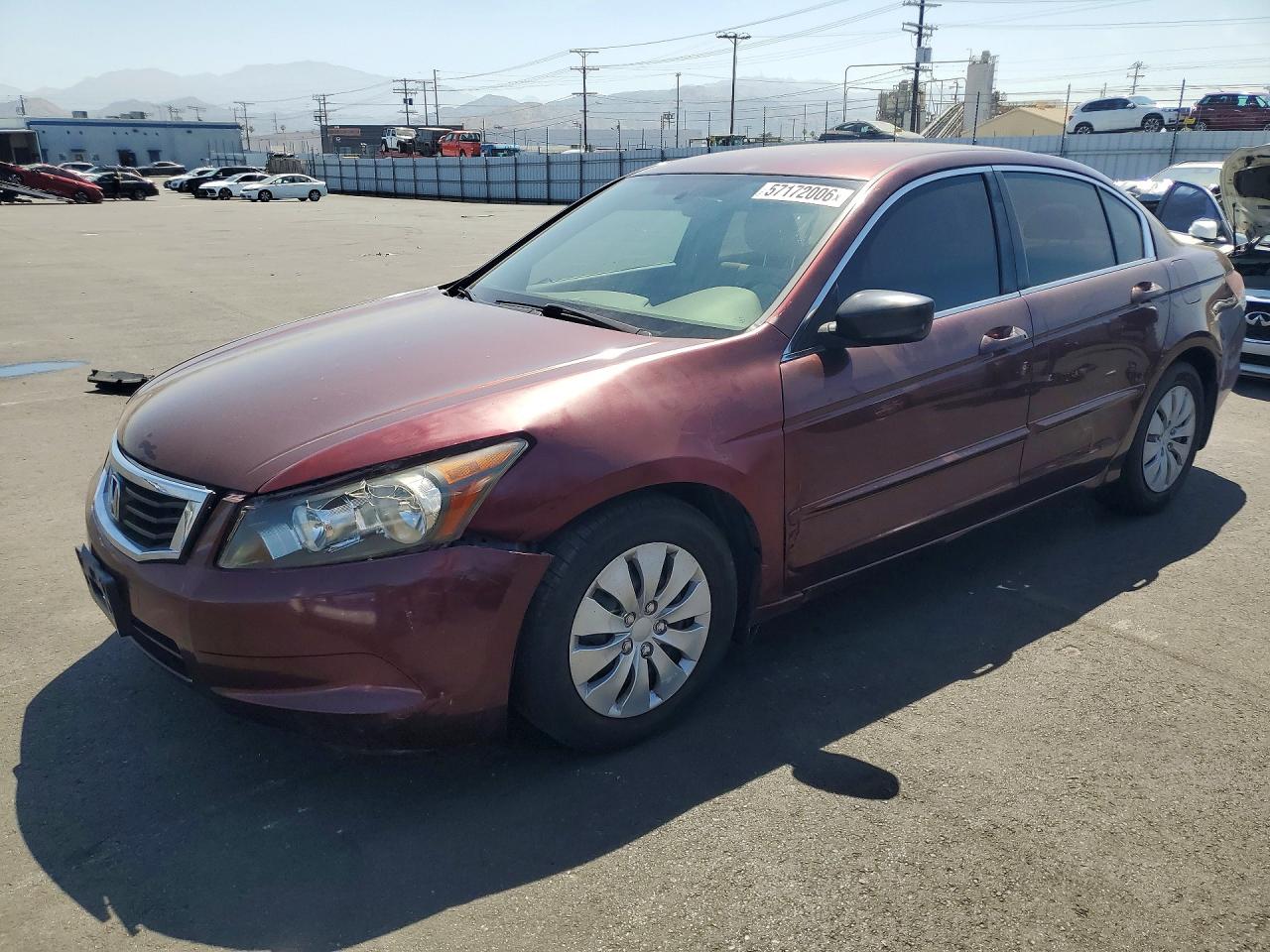 2008 Honda Accord Lx Burgundy vin: JHMCP26308C028797