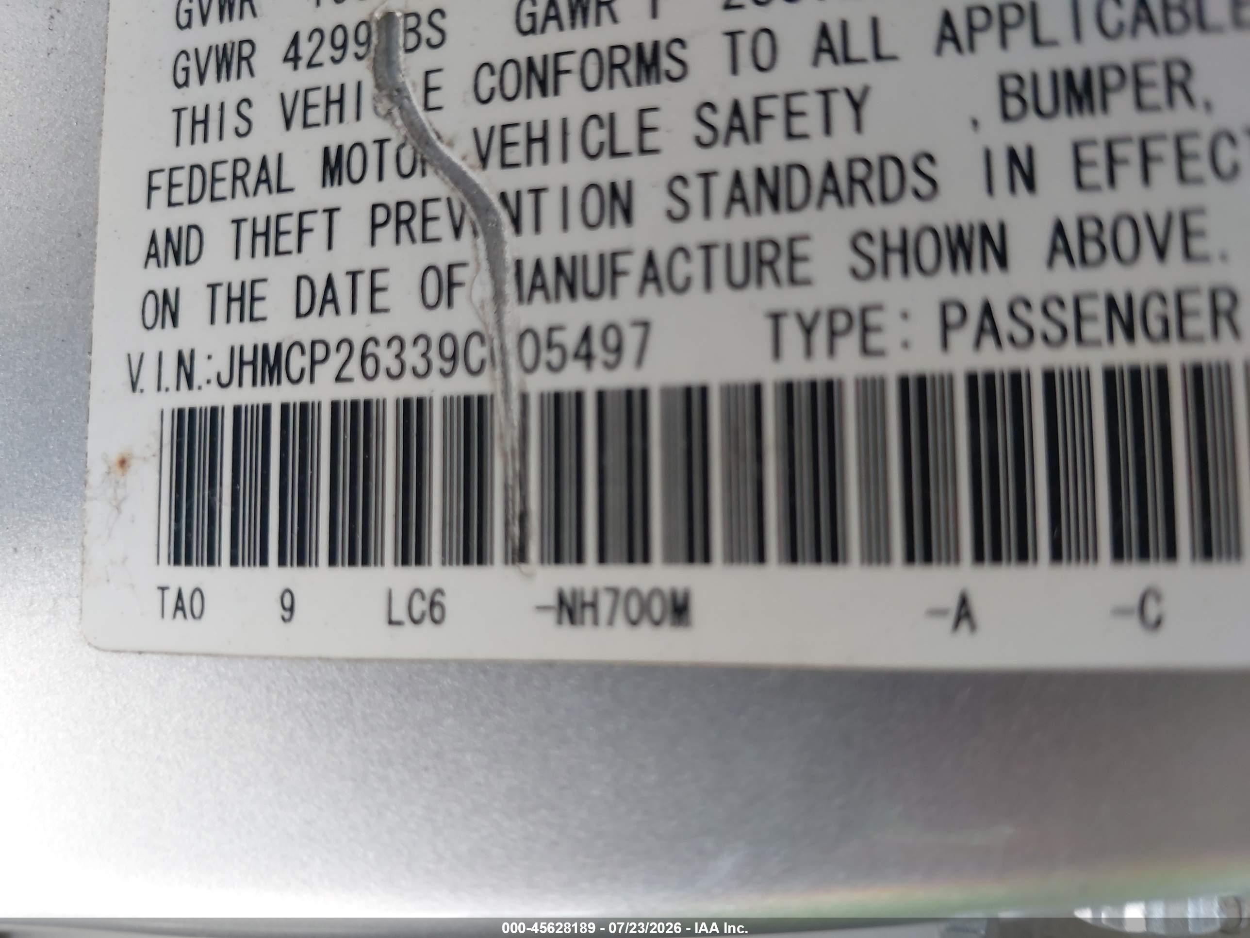 2009 Honda Accord 2.4 Lx Silver vin: JHMCP26339C005497