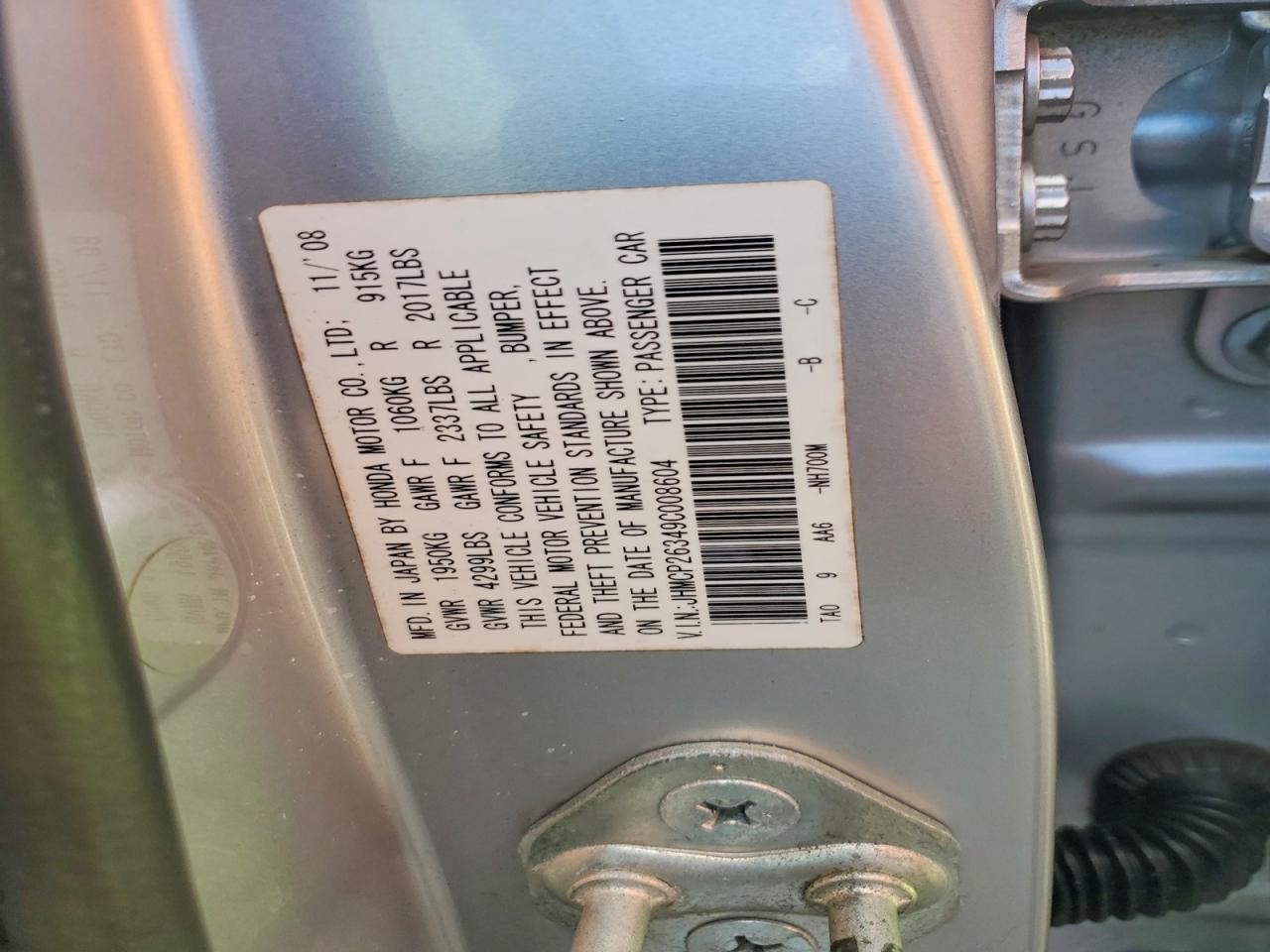 2009 Honda Accord Lx Silver vin: JHMCP26349C008604