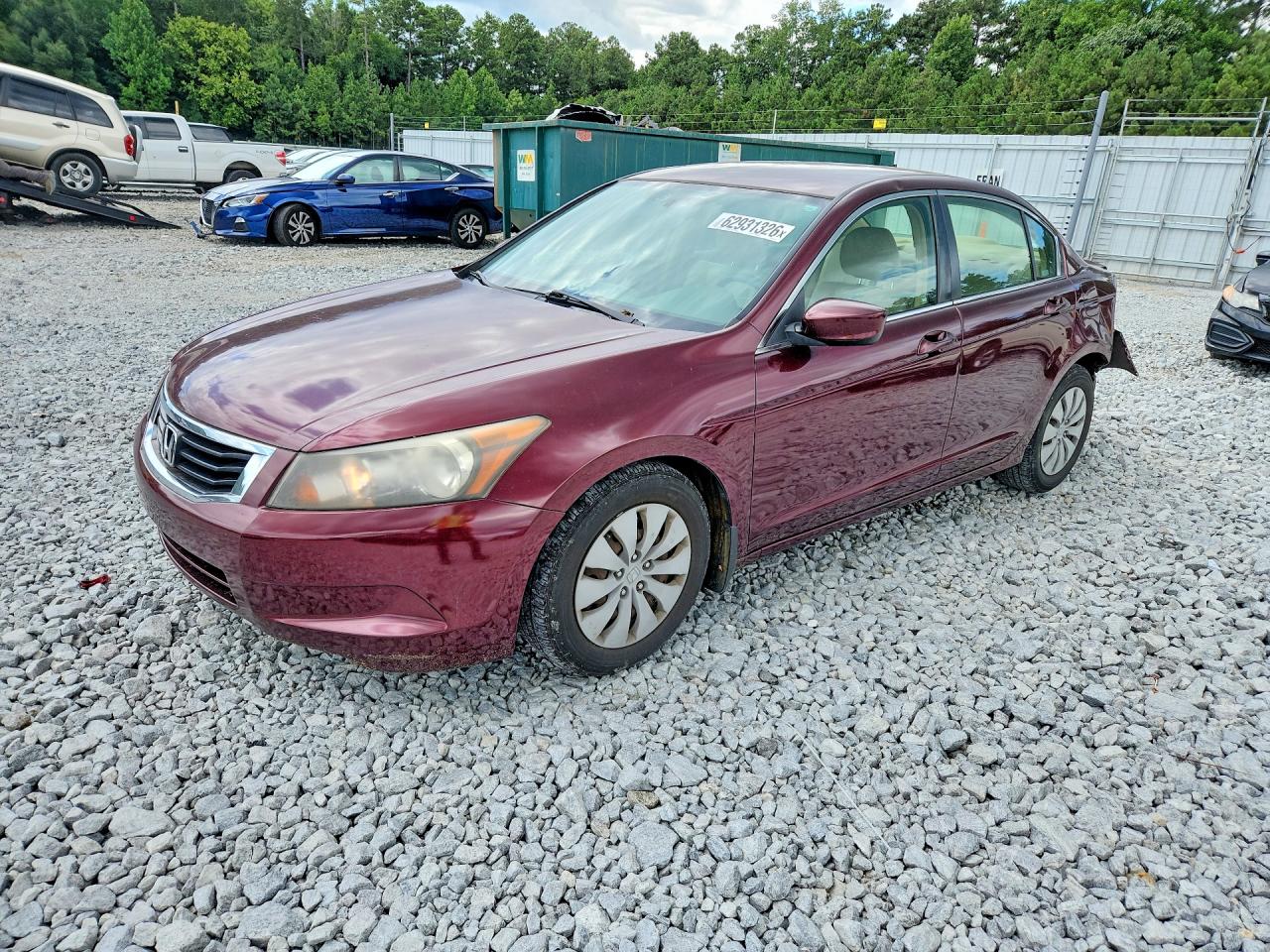 2009 Honda Accord Lx Burgundy vin: JHMCP26349C017612