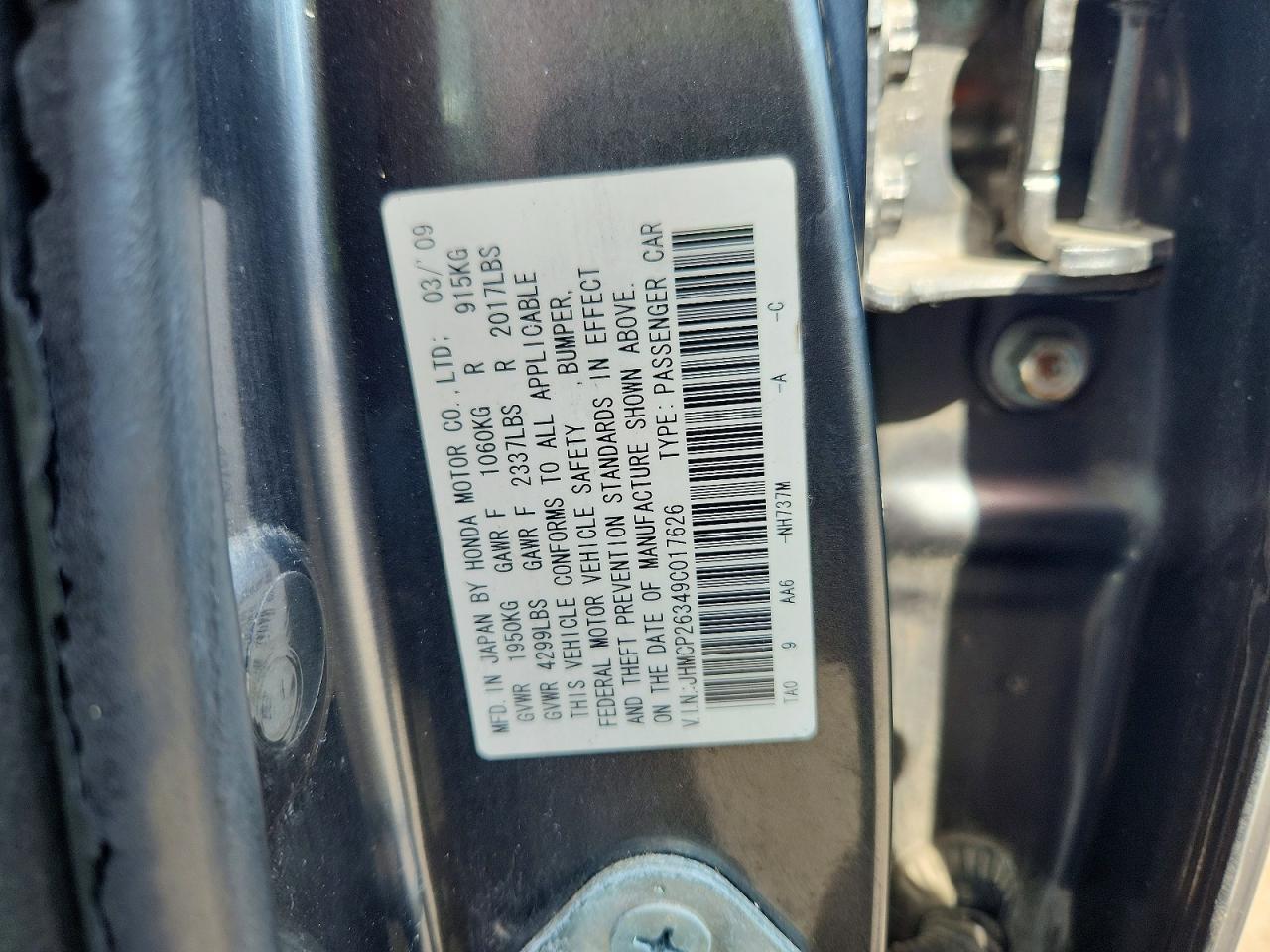 2009 Honda Accord Lx Gray vin: JHMCP26349C017626