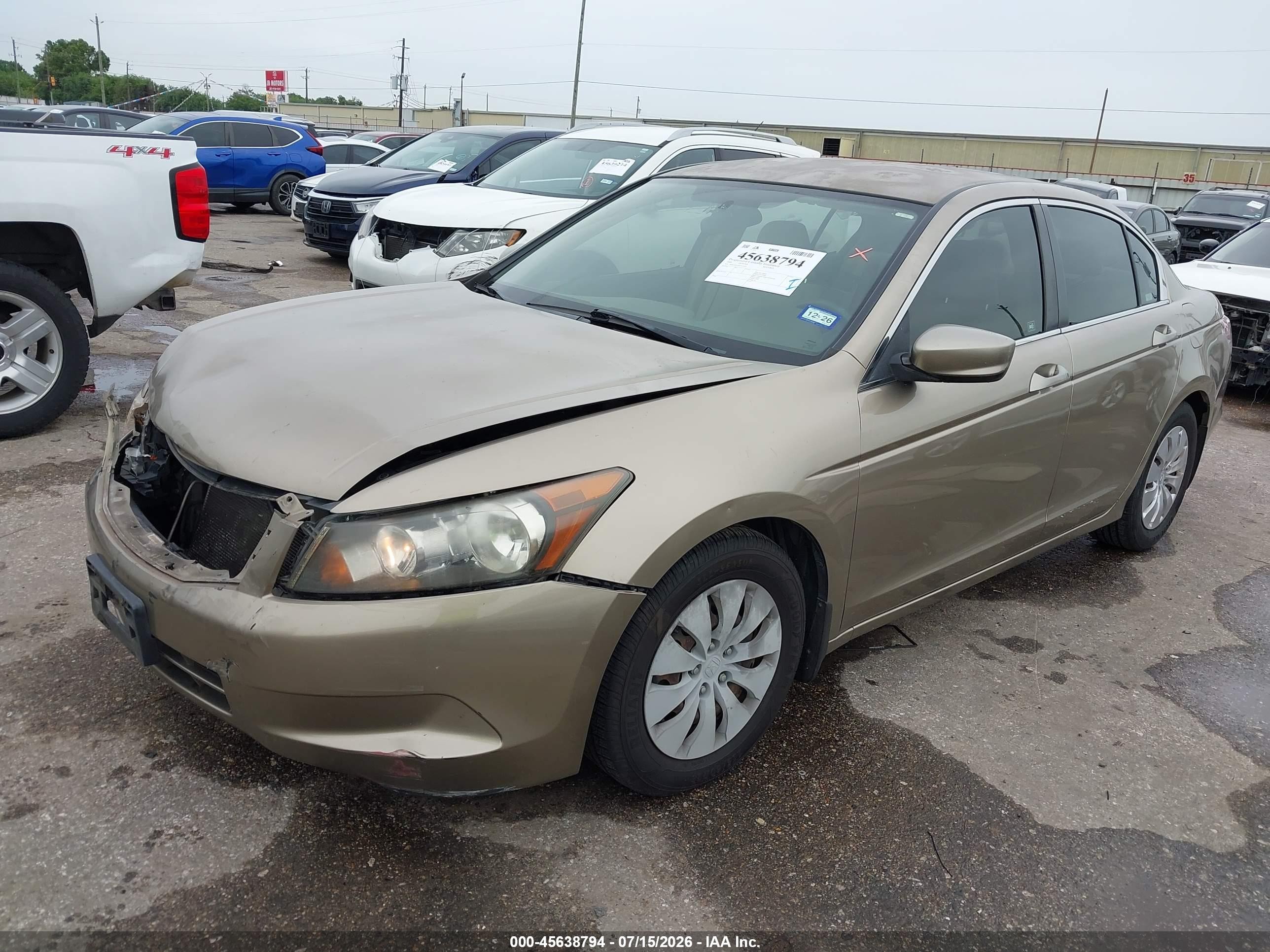 2009 Honda Accord 2.4 Lx Tan vin: JHMCP26369C012475