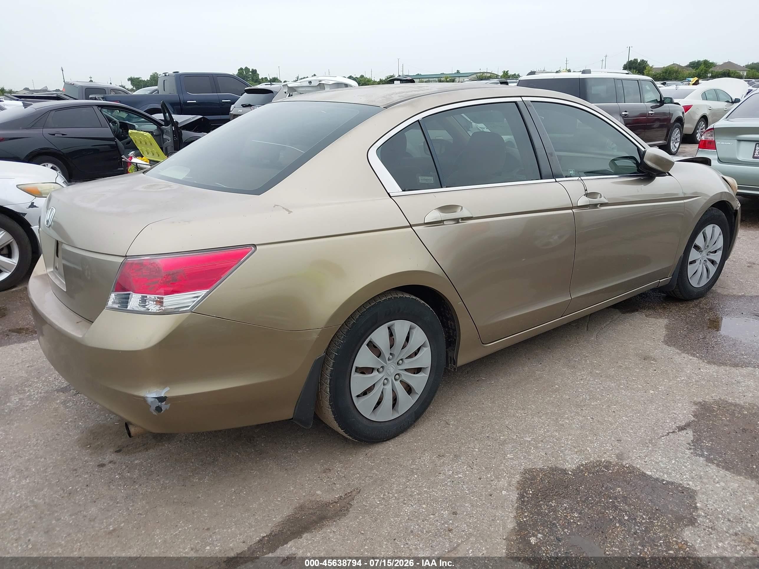 2009 Honda Accord 2.4 Lx Tan vin: JHMCP26369C012475