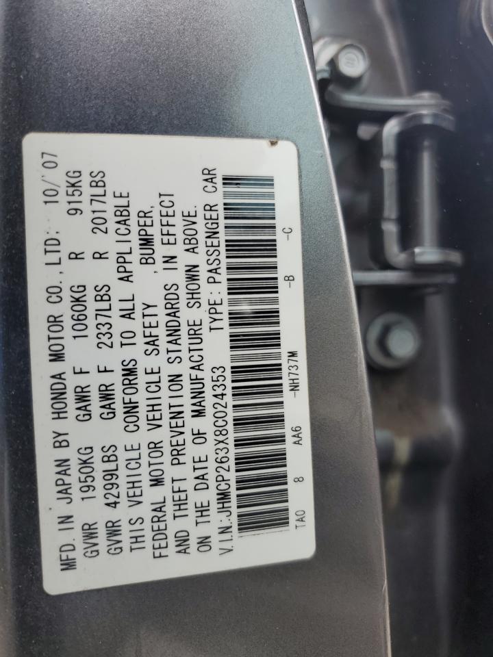 2008 Honda Accord Lx Gray vin: JHMCP263X8C024353