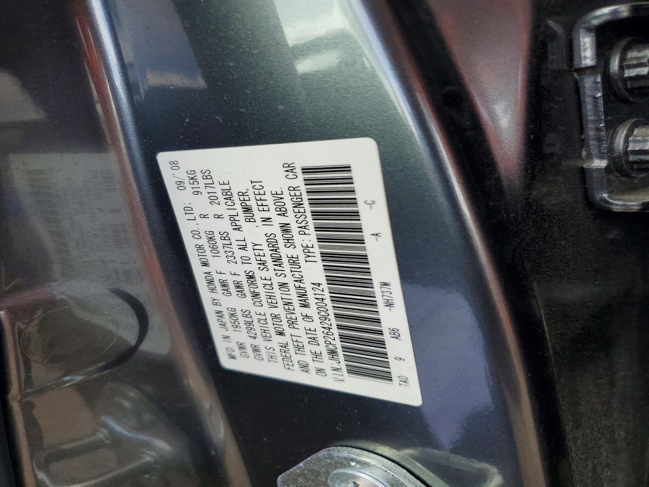 2009 Honda Accord Lxp Gray vin: JHMCP26429C004124