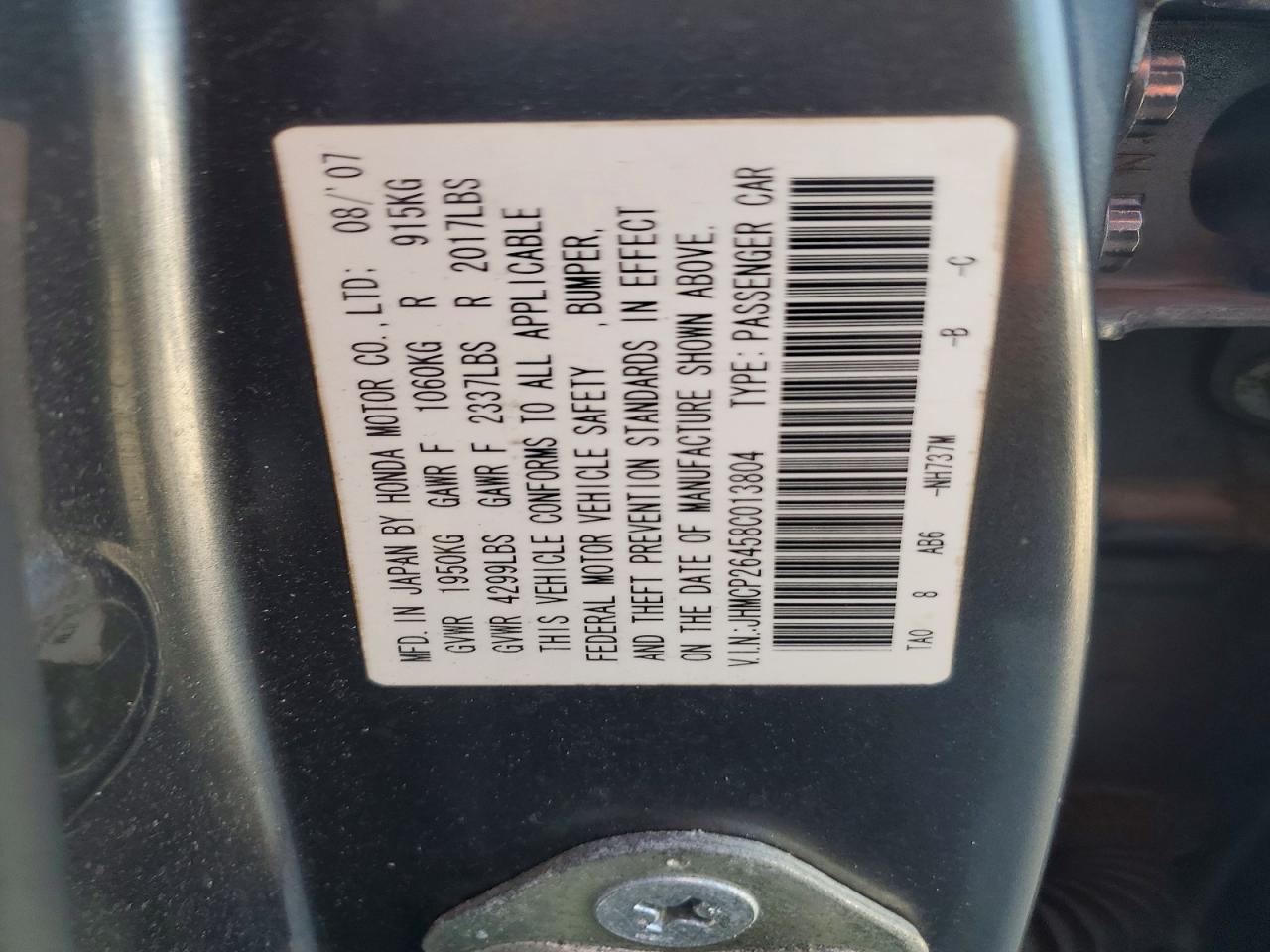 2008 Honda Accord Lxp Gray vin: JHMCP26458C013804