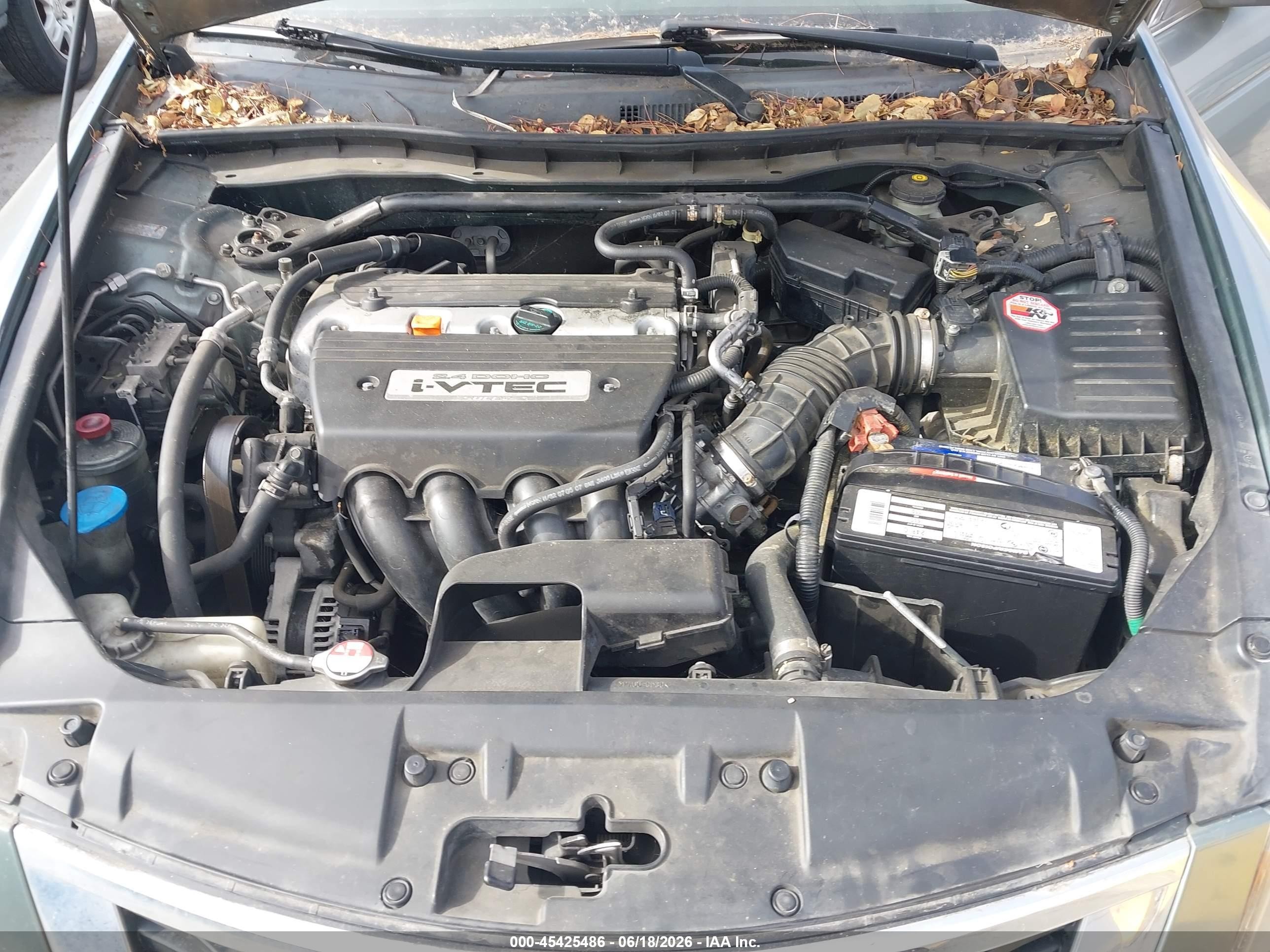 2008 Honda Accord 2.4 Ex Green vin: JHMCP26708C003370