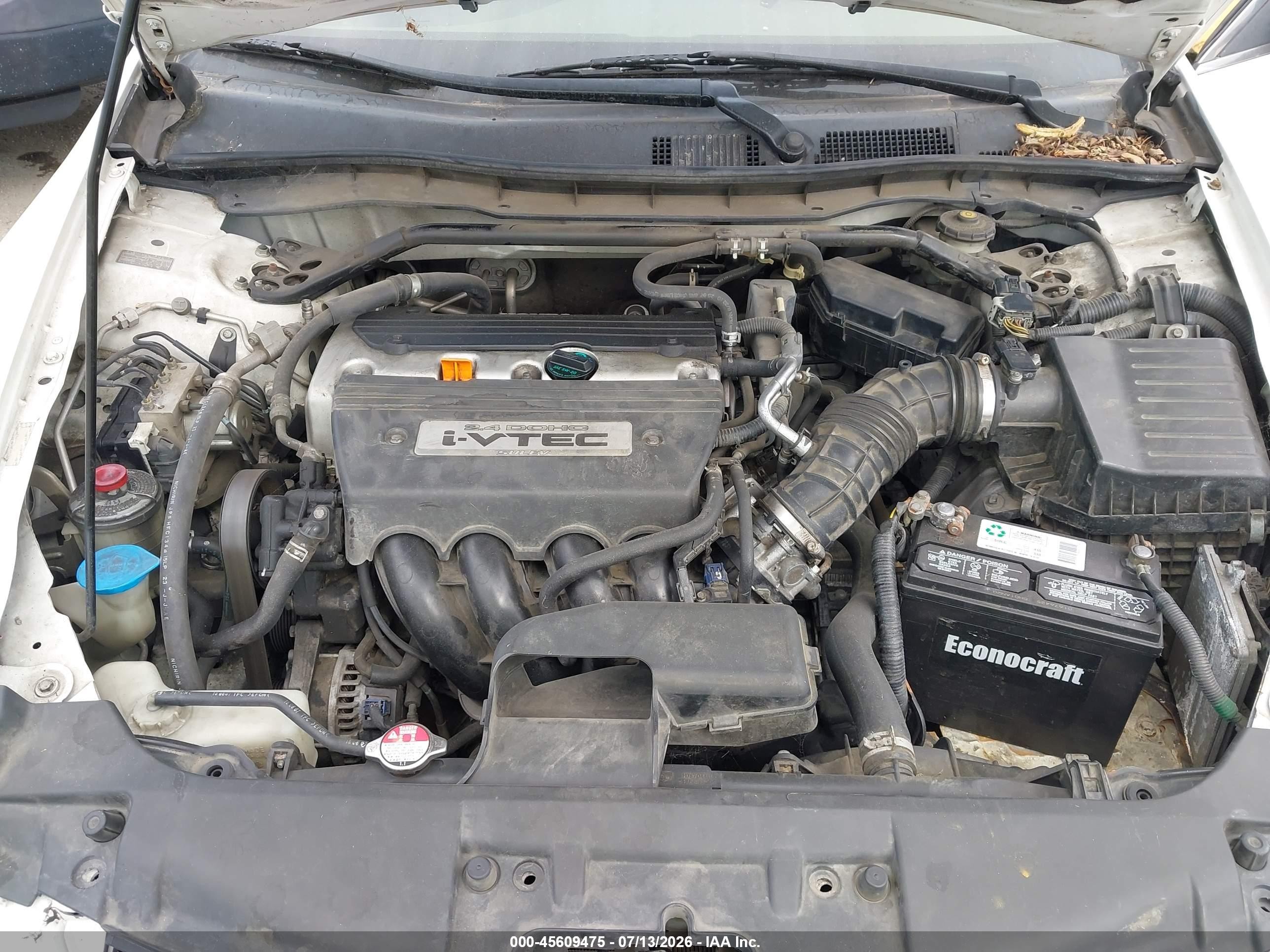 2008 Honda Accord 2.4 Ex White vin: JHMCP26758C030872