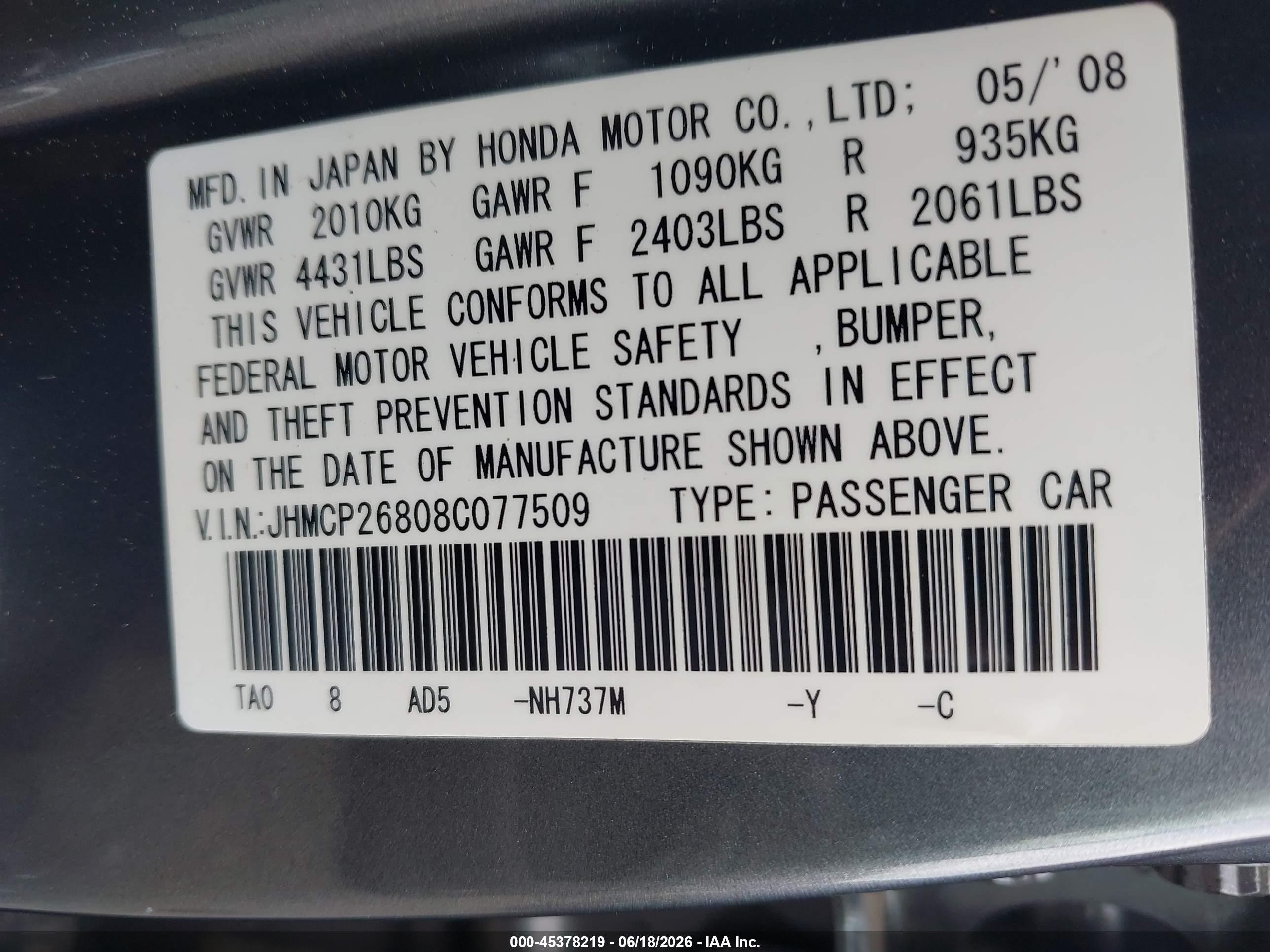 2008 Honda Accord 2.4 Ex-l Silver vin: JHMCP26808C077509