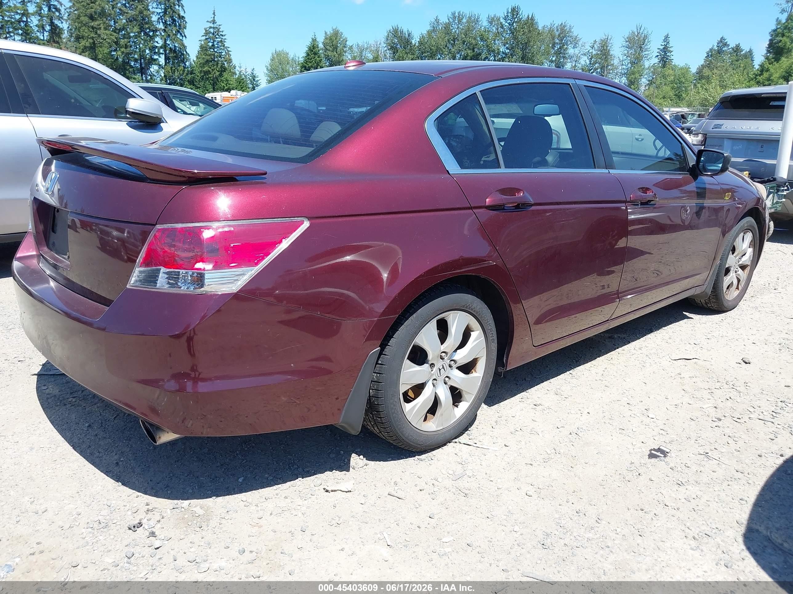 2008 Honda Accord 2.4 Ex-l Burgundy vin: JHMCP26848C037420