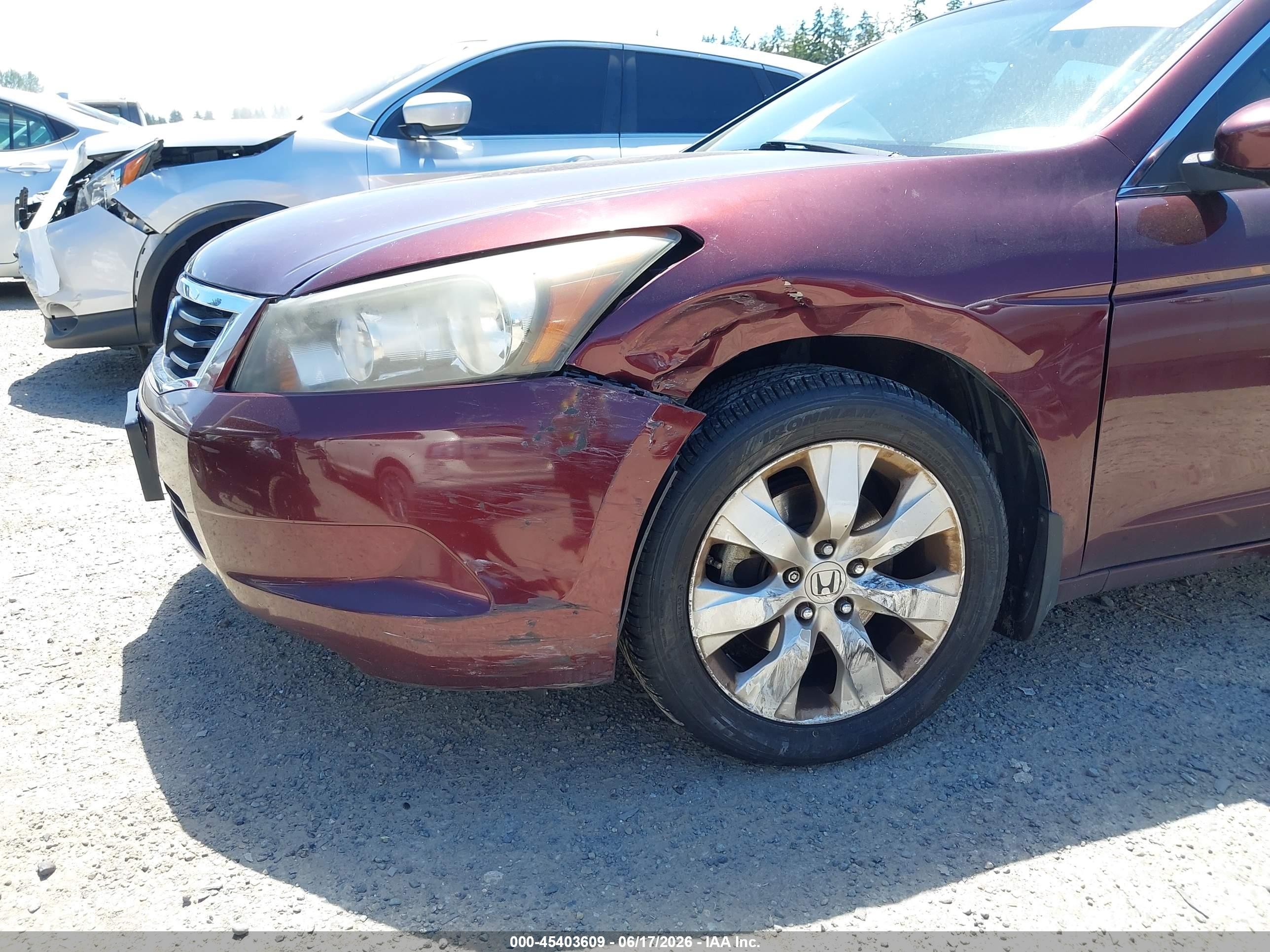 2008 Honda Accord 2.4 Ex-l Burgundy vin: JHMCP26848C037420