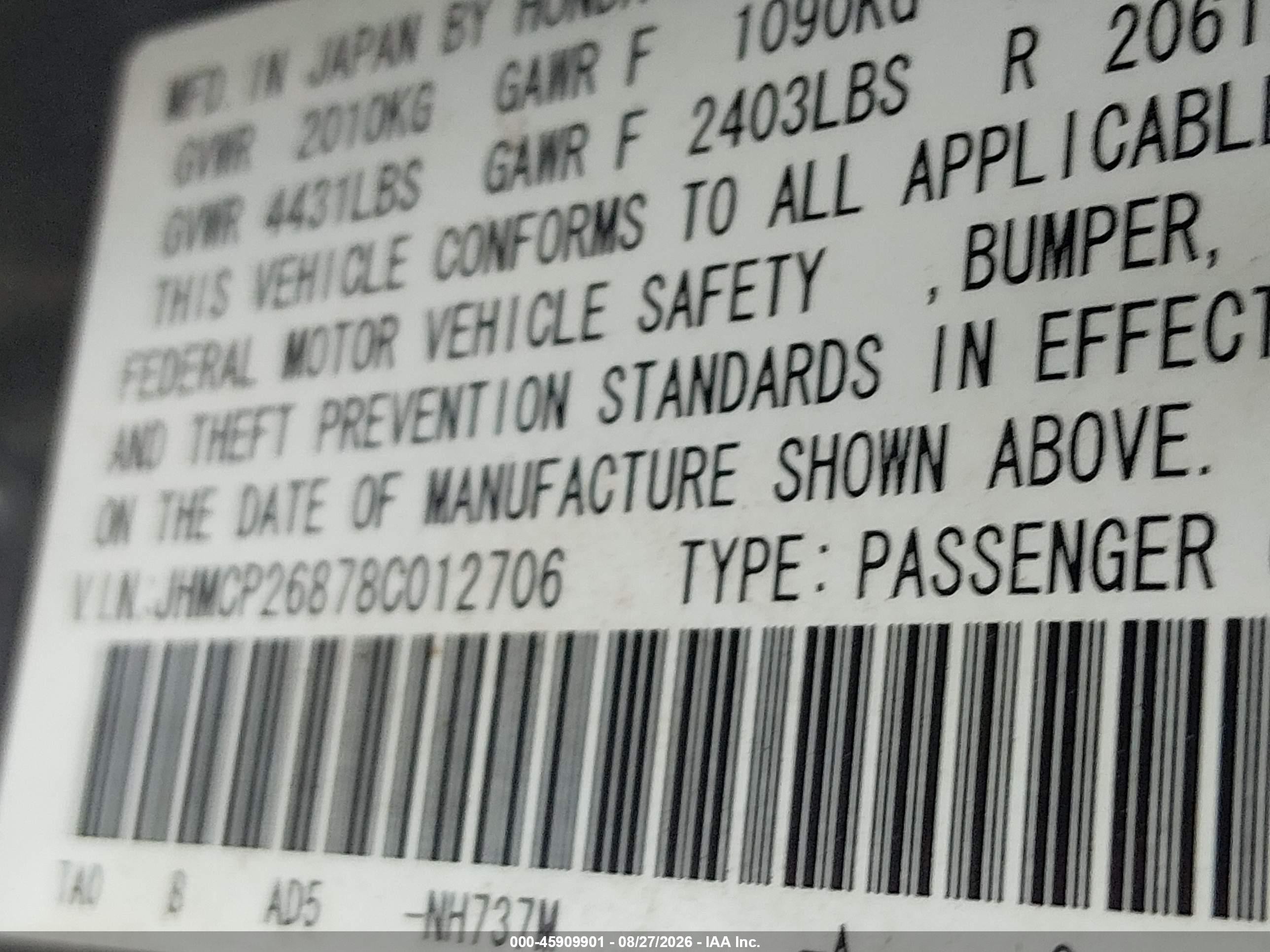 2008 Honda Accord 2.4 Ex-l Gray vin: JHMCP26878C012706