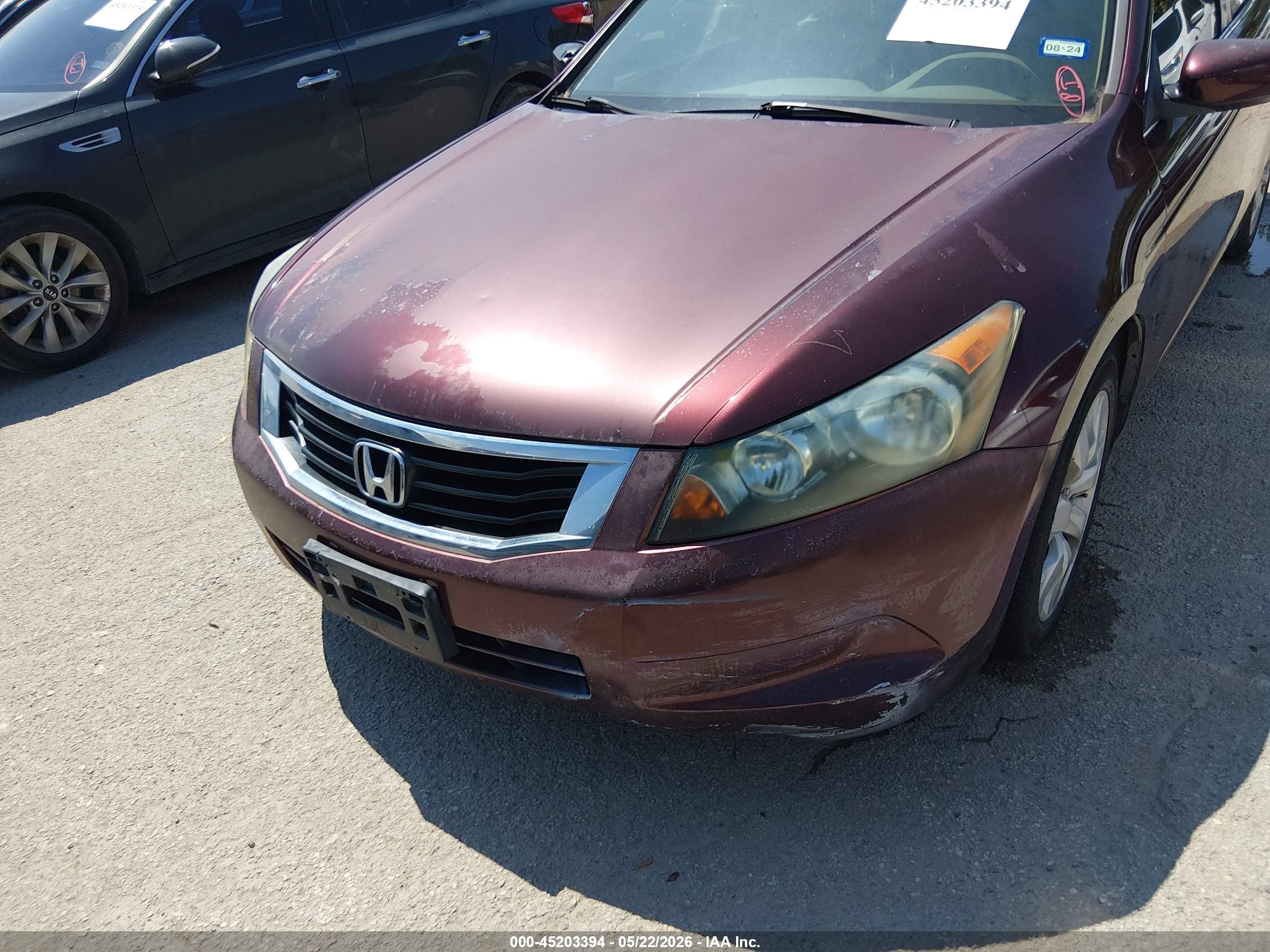 2008 Honda Accord 2.4 Ex-l Maroon vin: JHMCP26888C079637