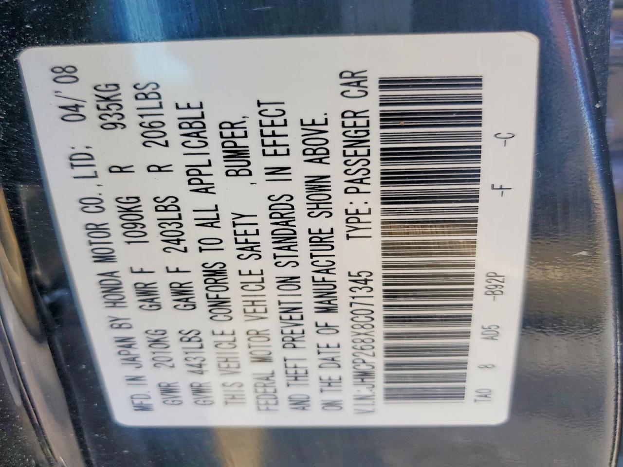 2008 Honda Accord Exl Black vin: JHMCP268X8C071345