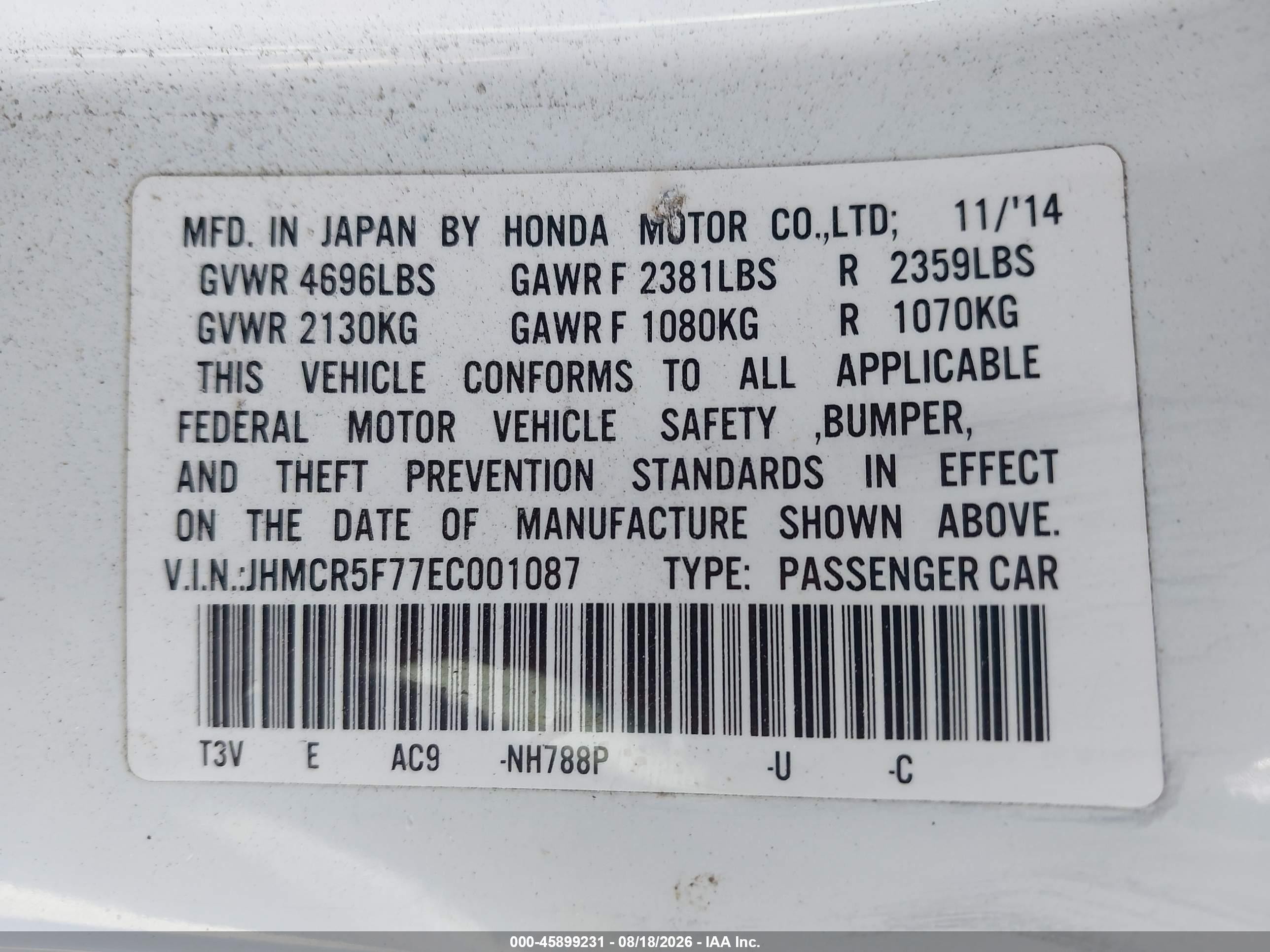 2014 Honda Accord Plug-in Hybrid   White vin: JHMCR5F77EC001087