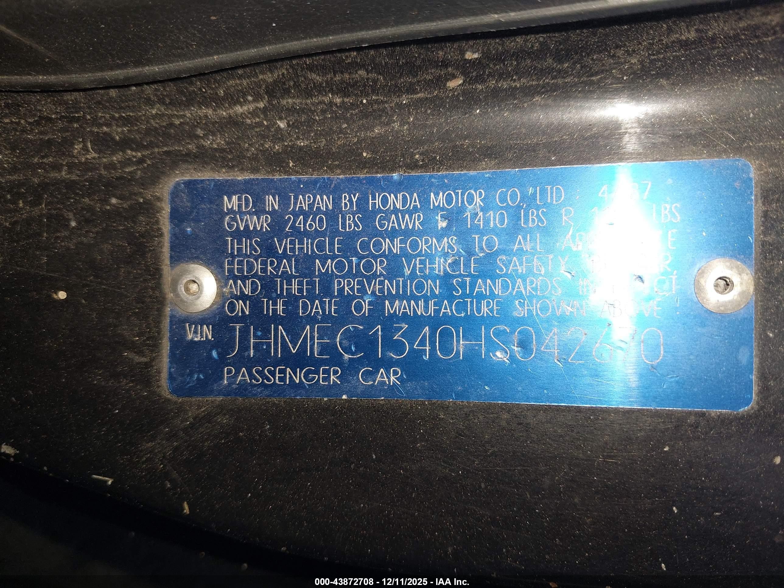 1987 Honda Civic 1500 Crx Si Black vin: JHMEC1340HS042670