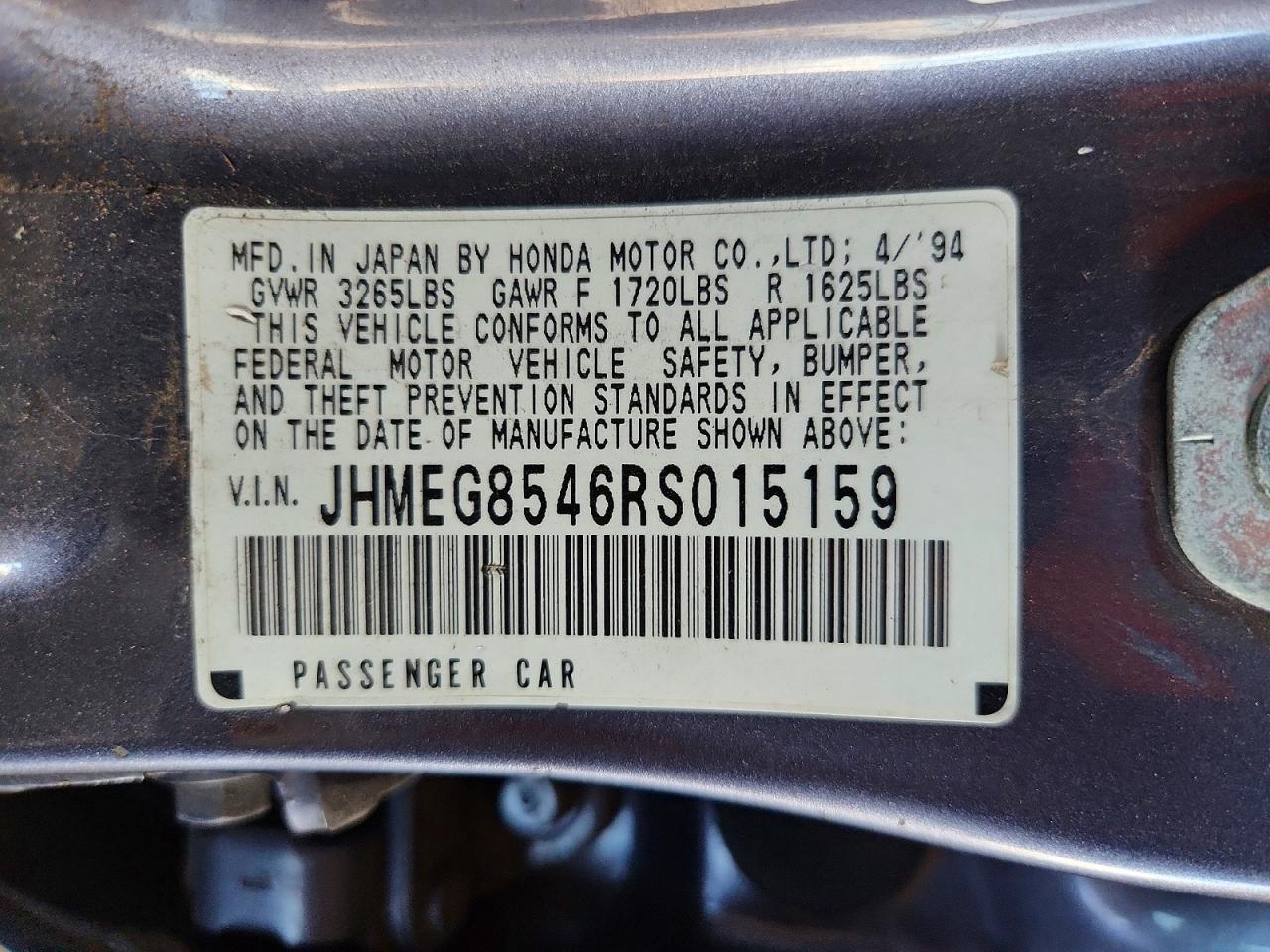 1994 Honda Civic Dx Черный vin: JHMEG8546RS015159
