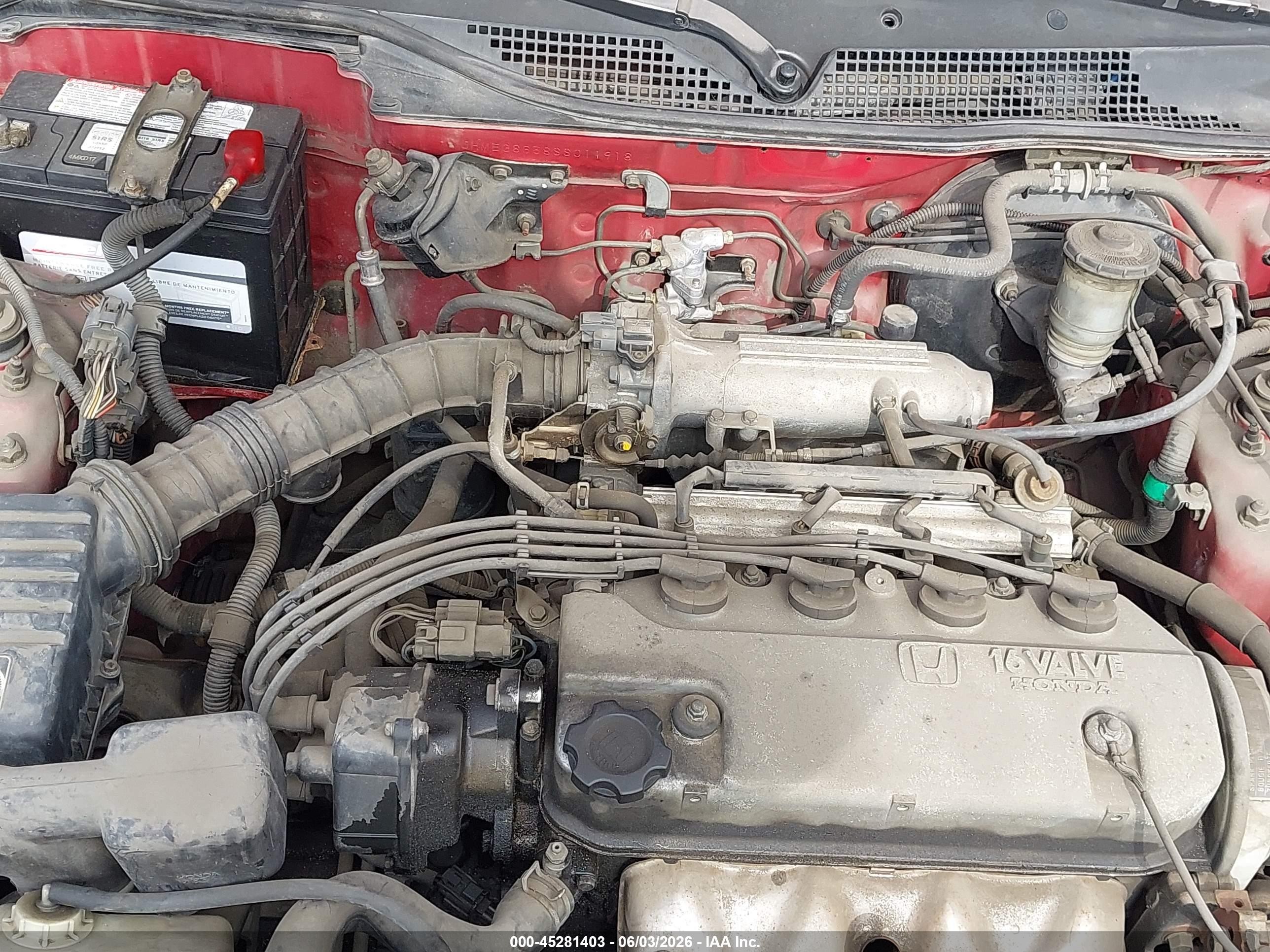 1995 Honda Civic Lx Red vin: JHMEG8658SS011918
