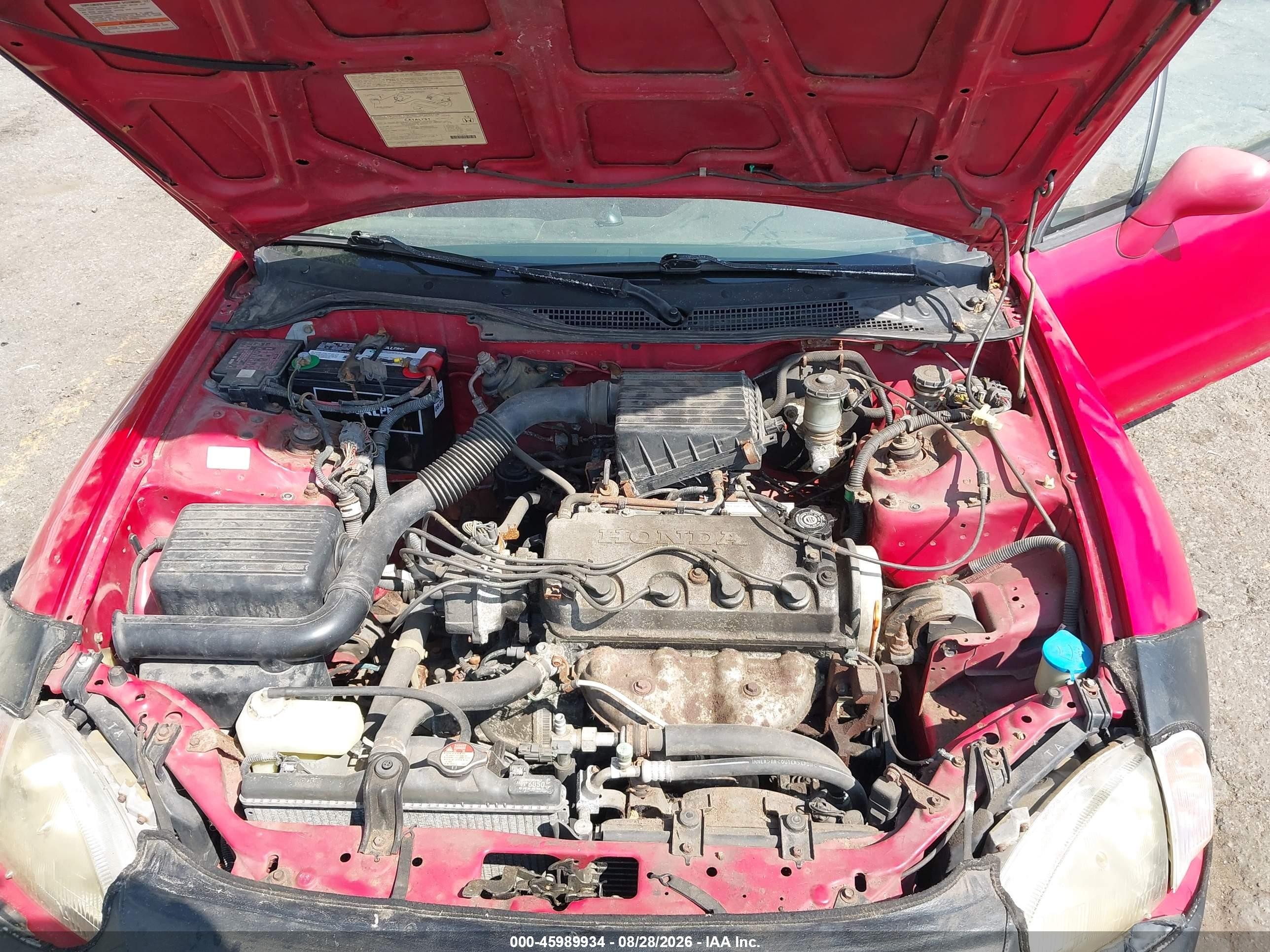 1996 Honda Civic Del Sol S Red vin: JHMEH6141TS001412