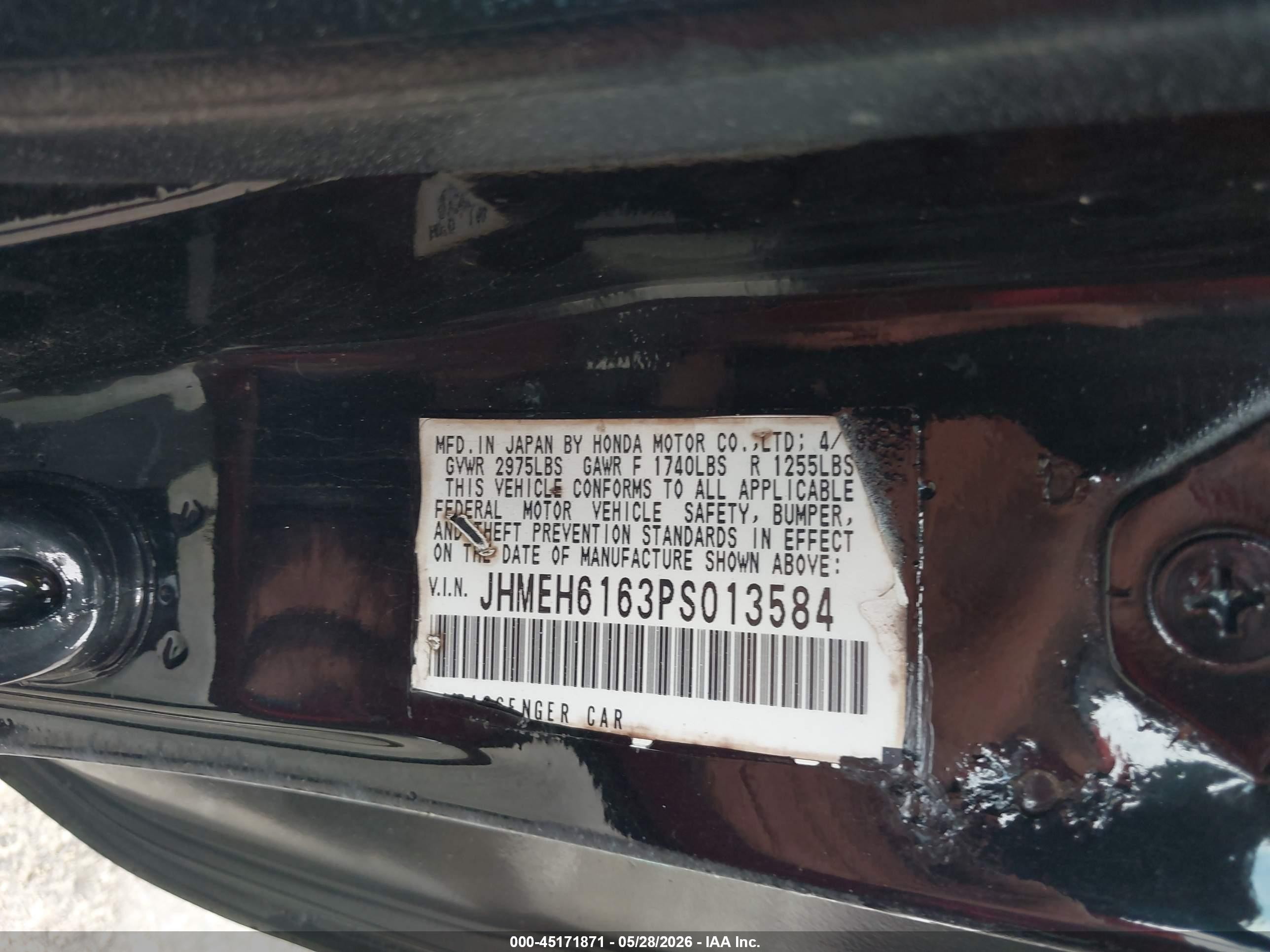 1993 Honda Civic Del Sol Si Black vin: JHMEH6163PS013584