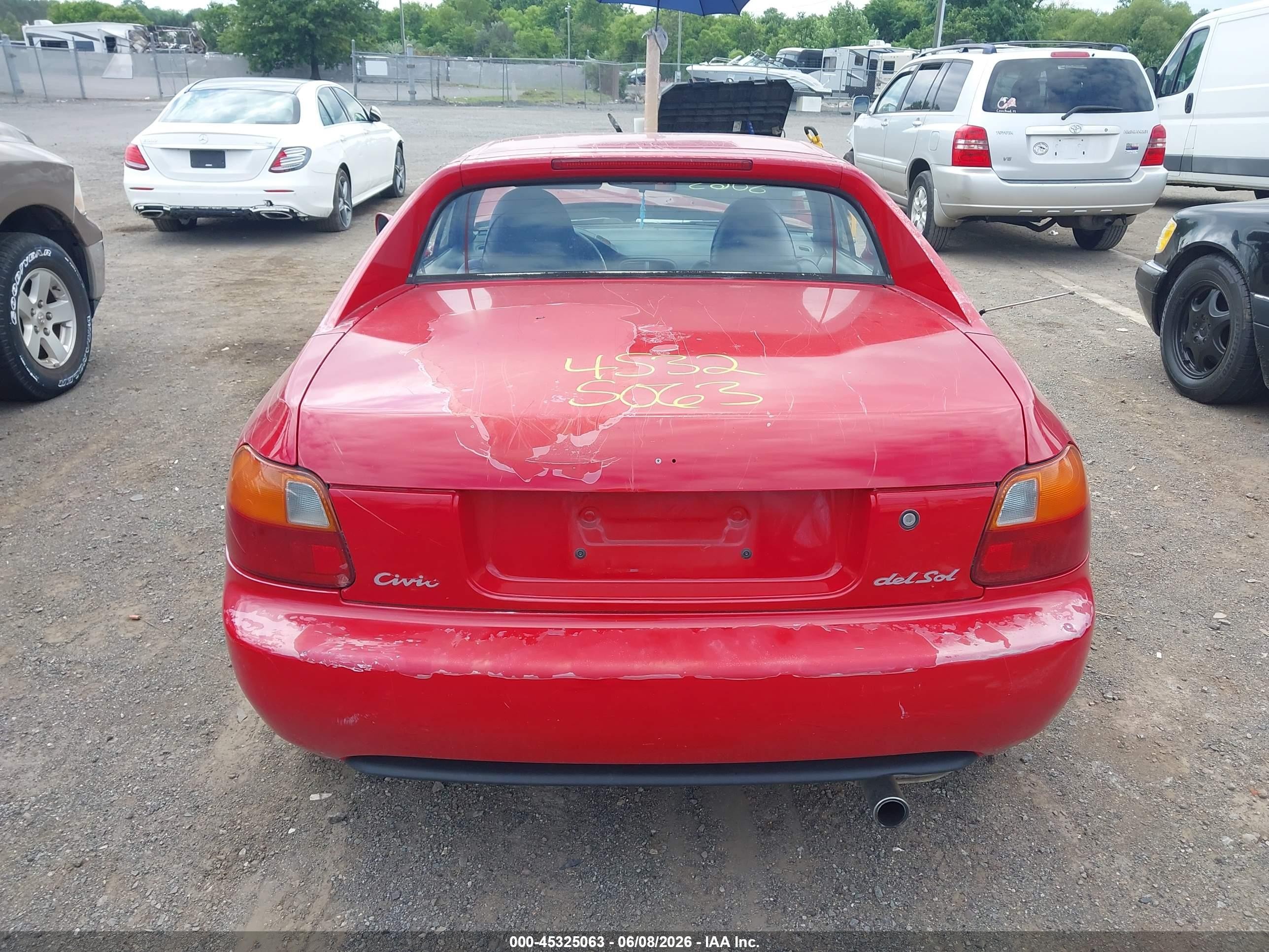 1993 Honda Civic Del Sol Si Red vin: JHMEH6262PS019875