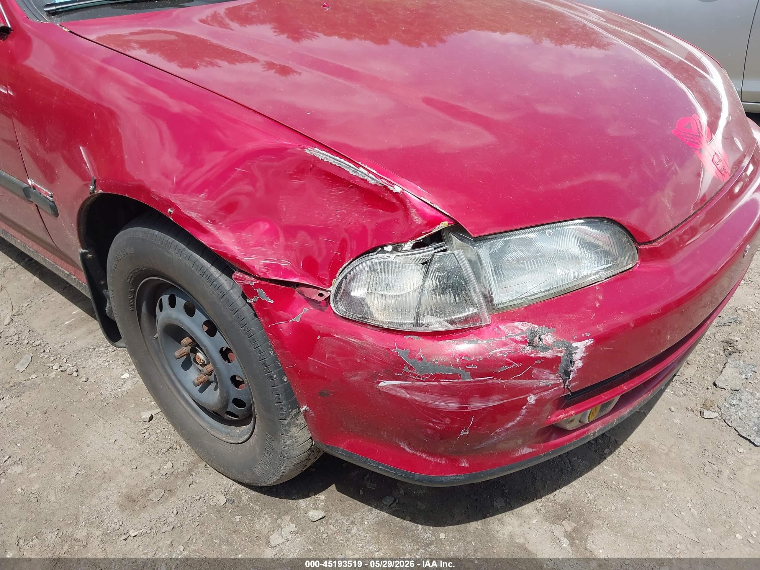 1993 Honda Civic Ex/ex-v Red vin: JHMEH9699PS003159