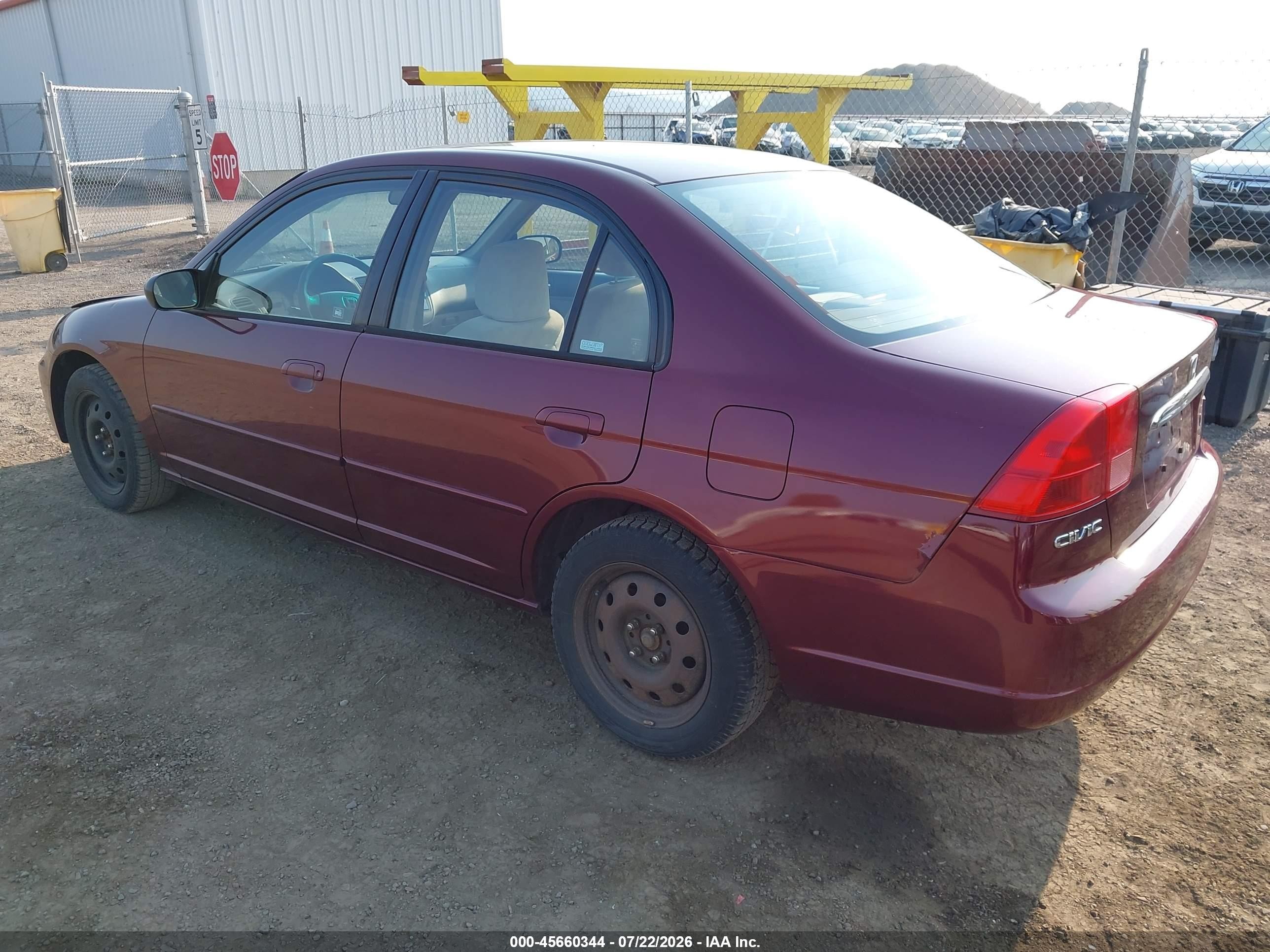 2002 Honda Civic Lx Burgundy vin: JHMES16502S006329