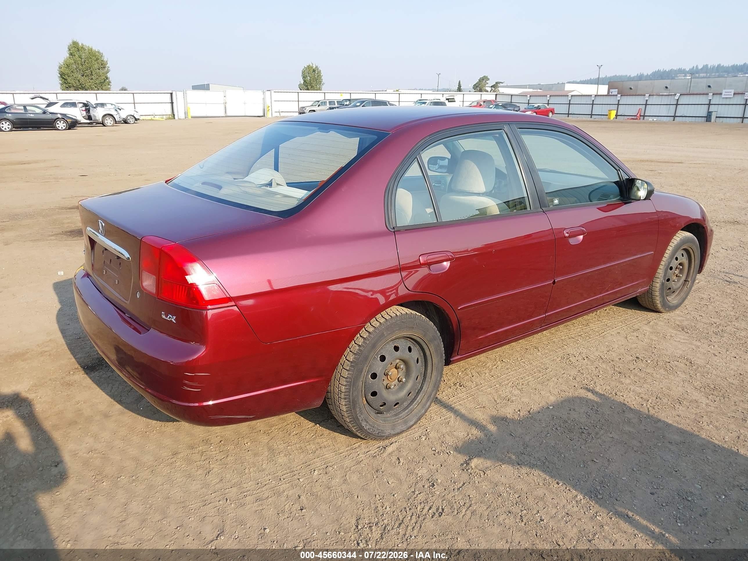 2002 Honda Civic Lx Burgundy vin: JHMES16502S006329