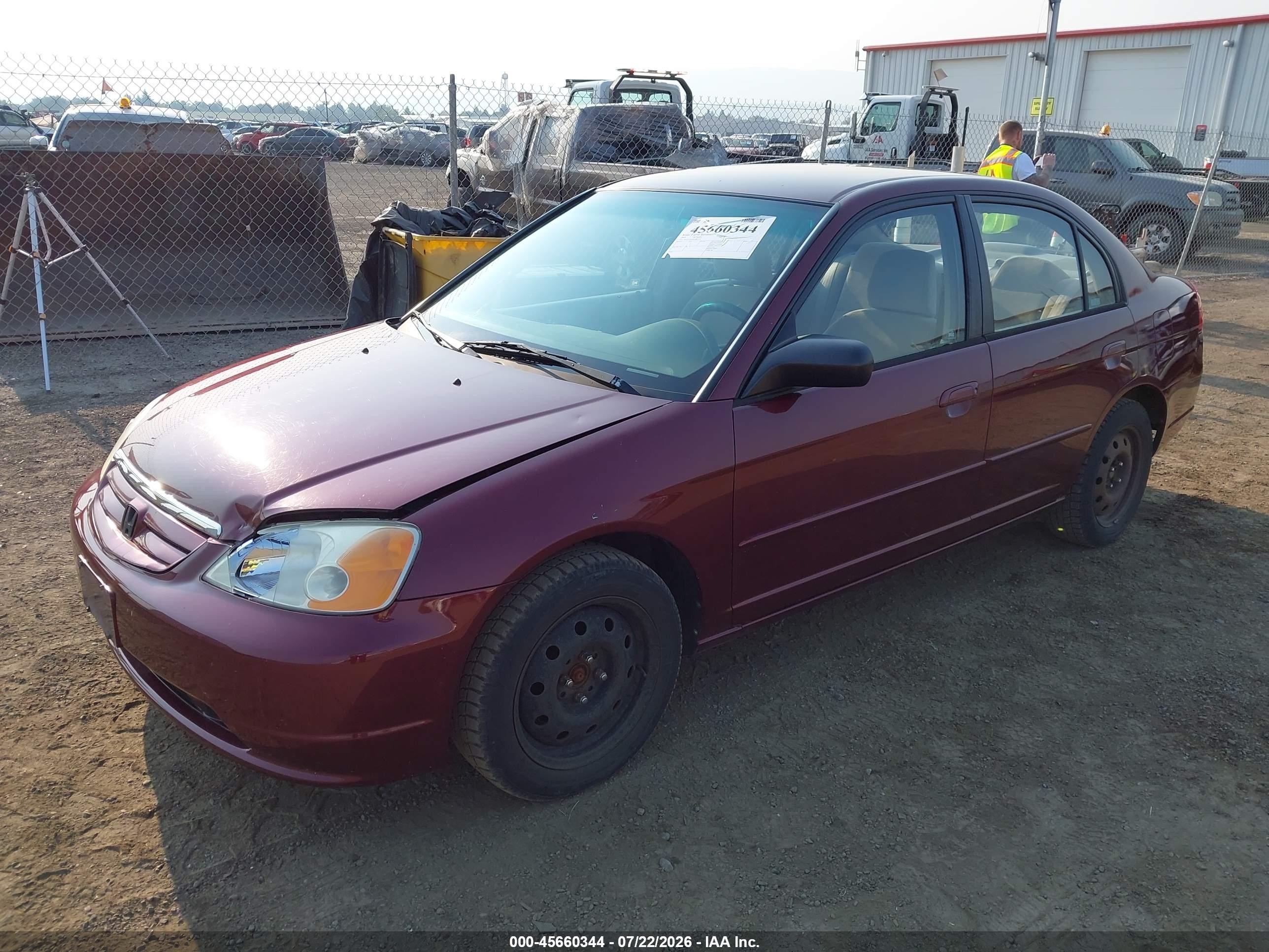 2002 Honda Civic Lx Burgundy vin: JHMES16502S006329