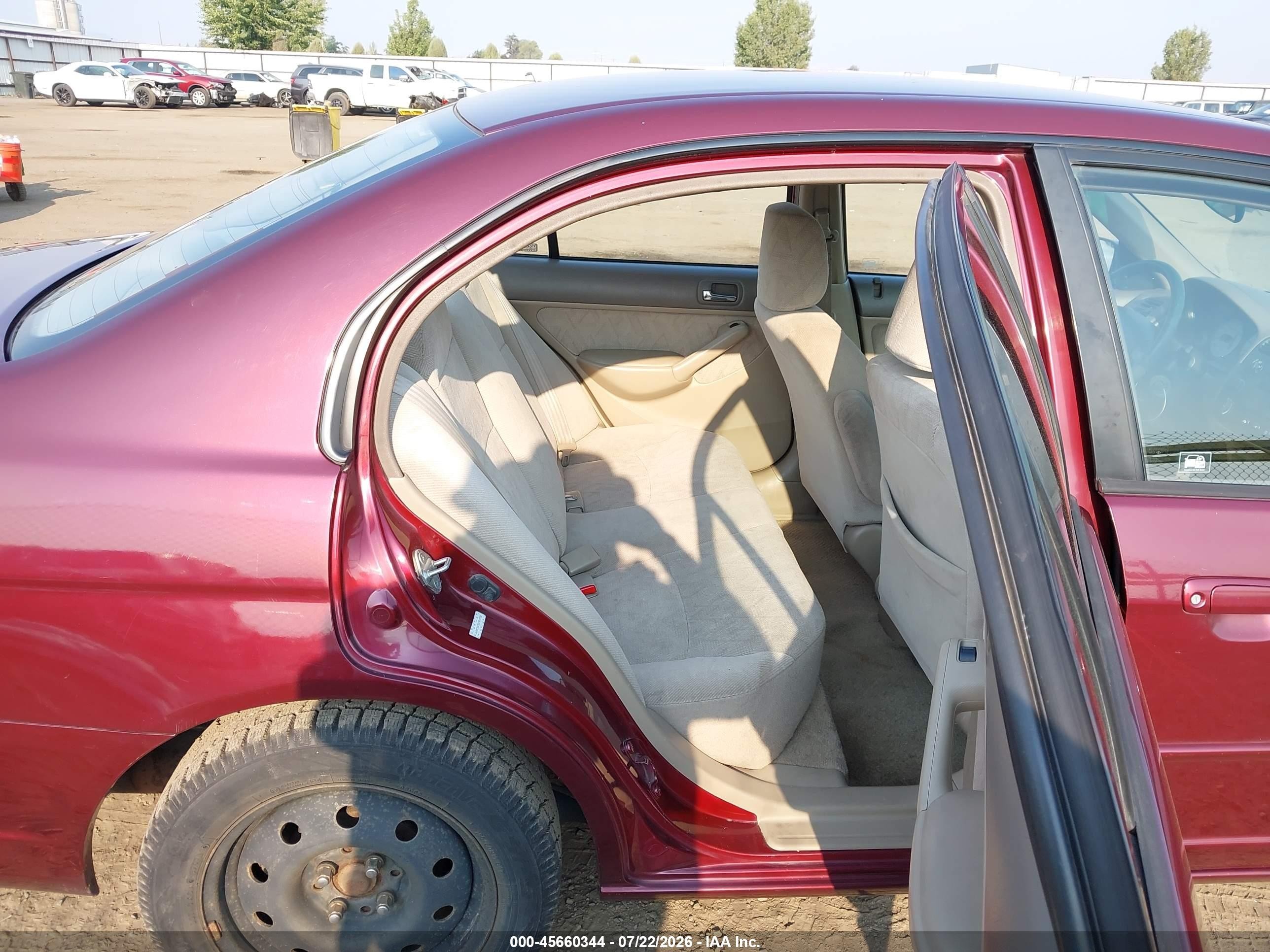 2002 Honda Civic Lx Burgundy vin: JHMES16502S006329