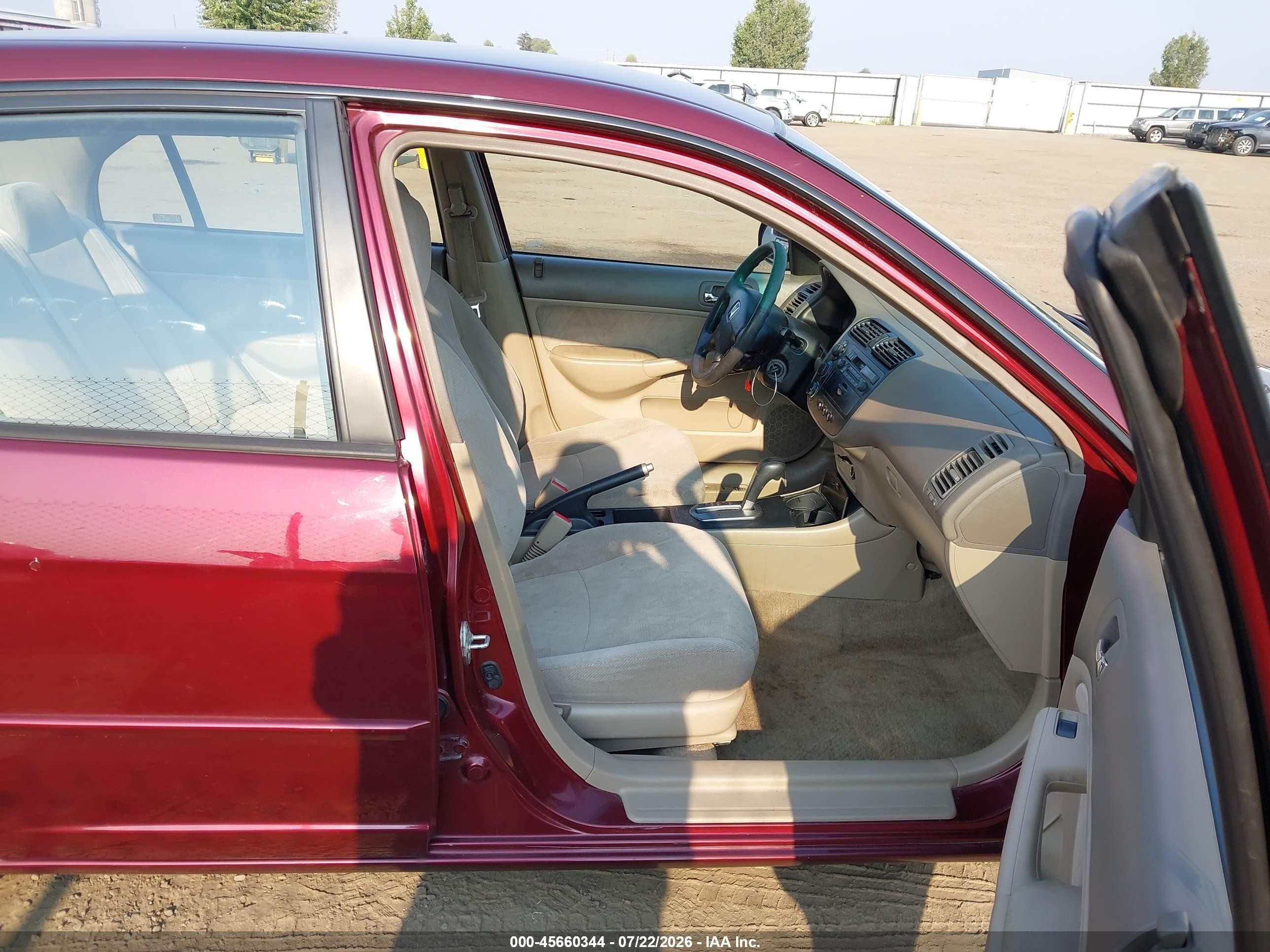 2002 Honda Civic Lx Burgundy vin: JHMES16502S006329