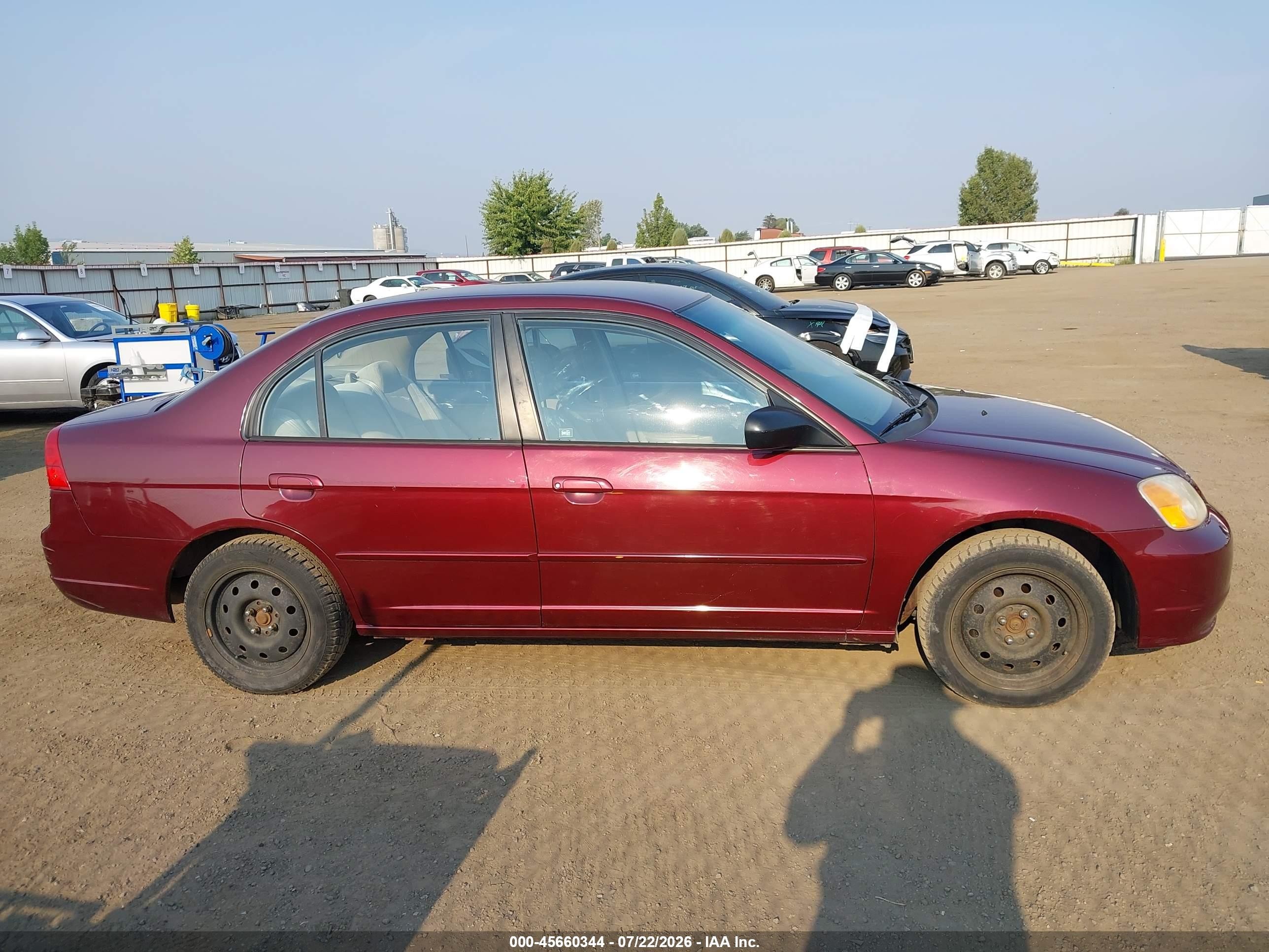2002 Honda Civic Lx Burgundy vin: JHMES16502S006329
