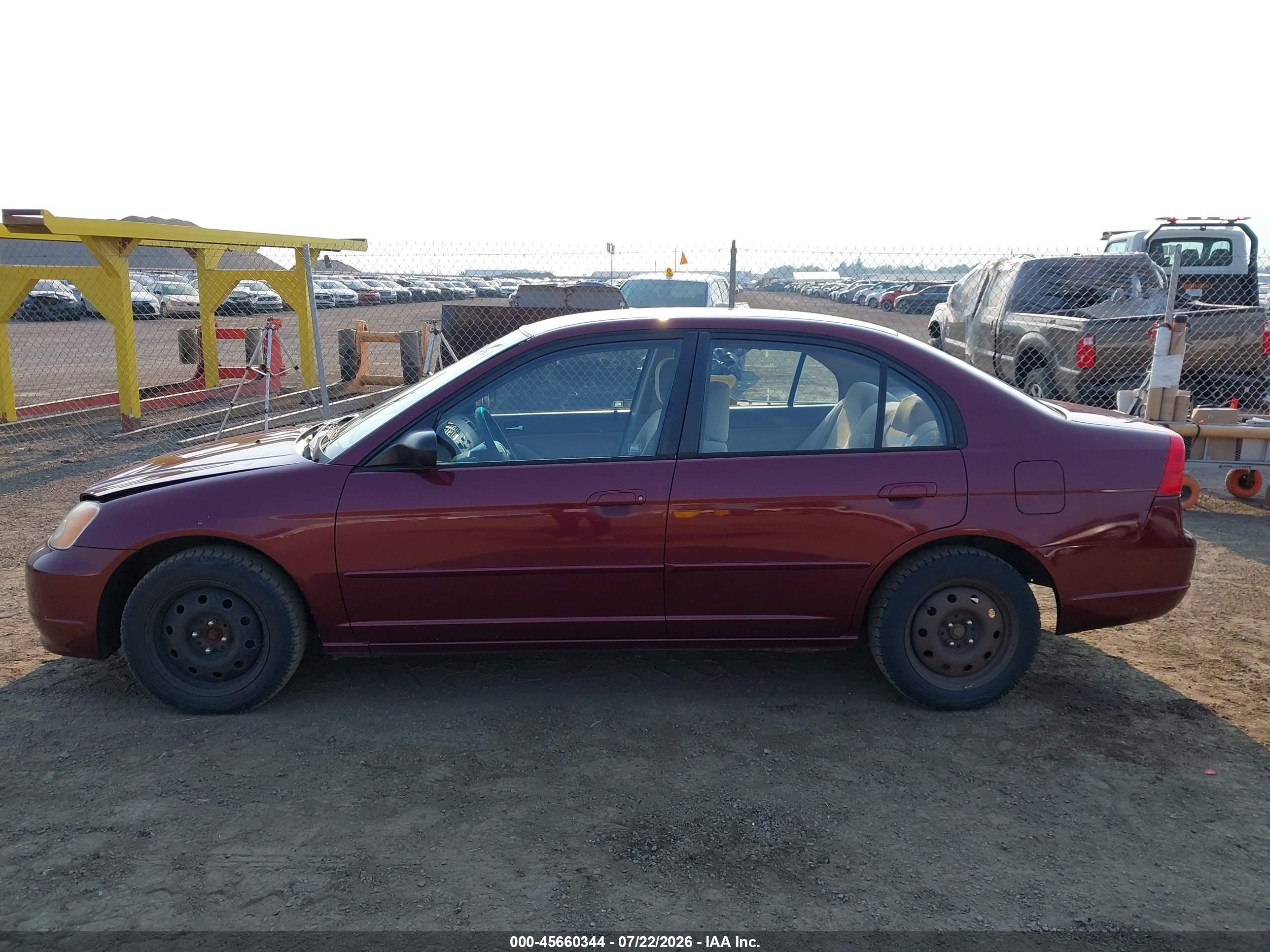 2002 Honda Civic Lx Burgundy vin: JHMES16502S006329