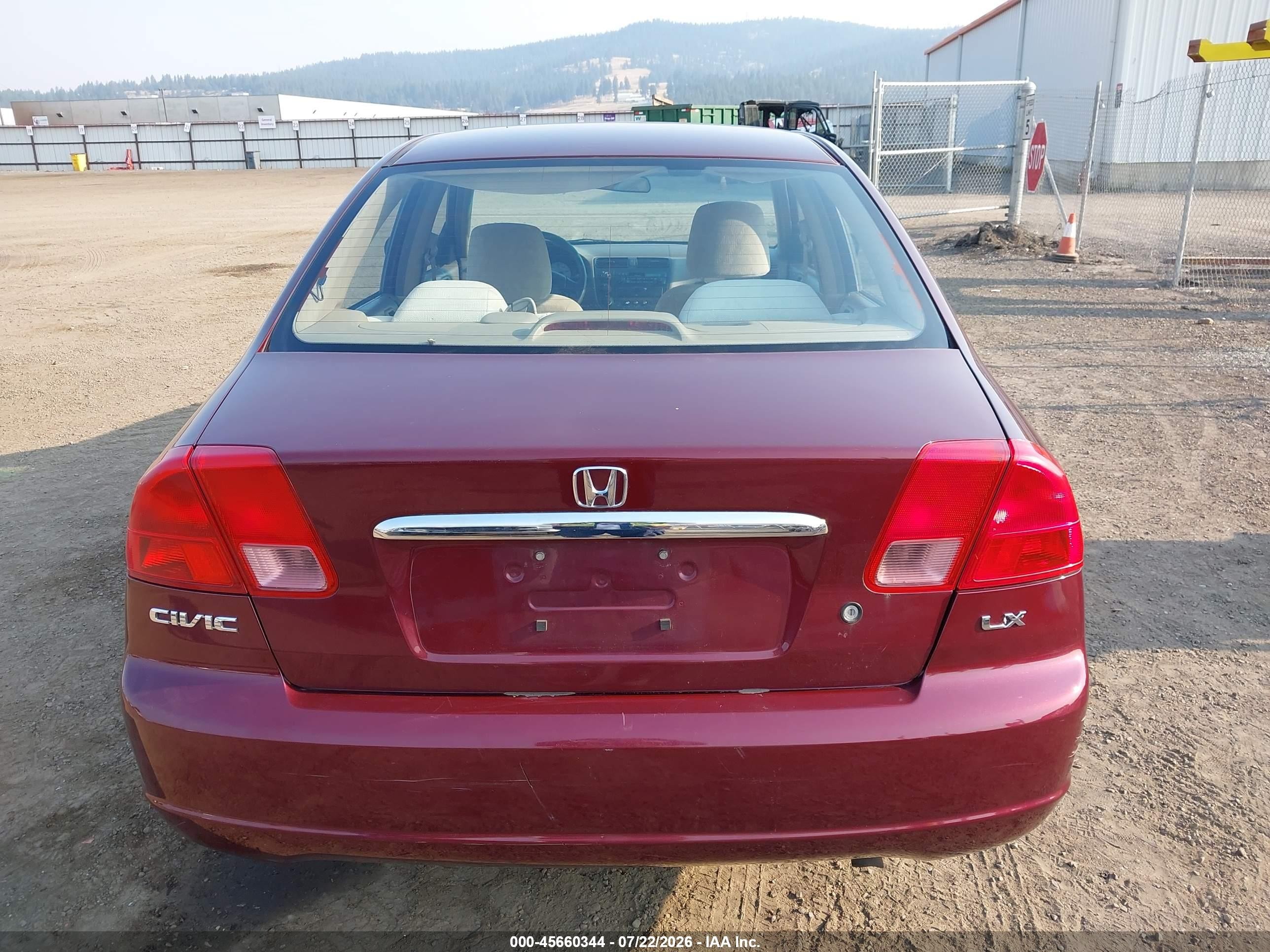 2002 Honda Civic Lx Burgundy vin: JHMES16502S006329