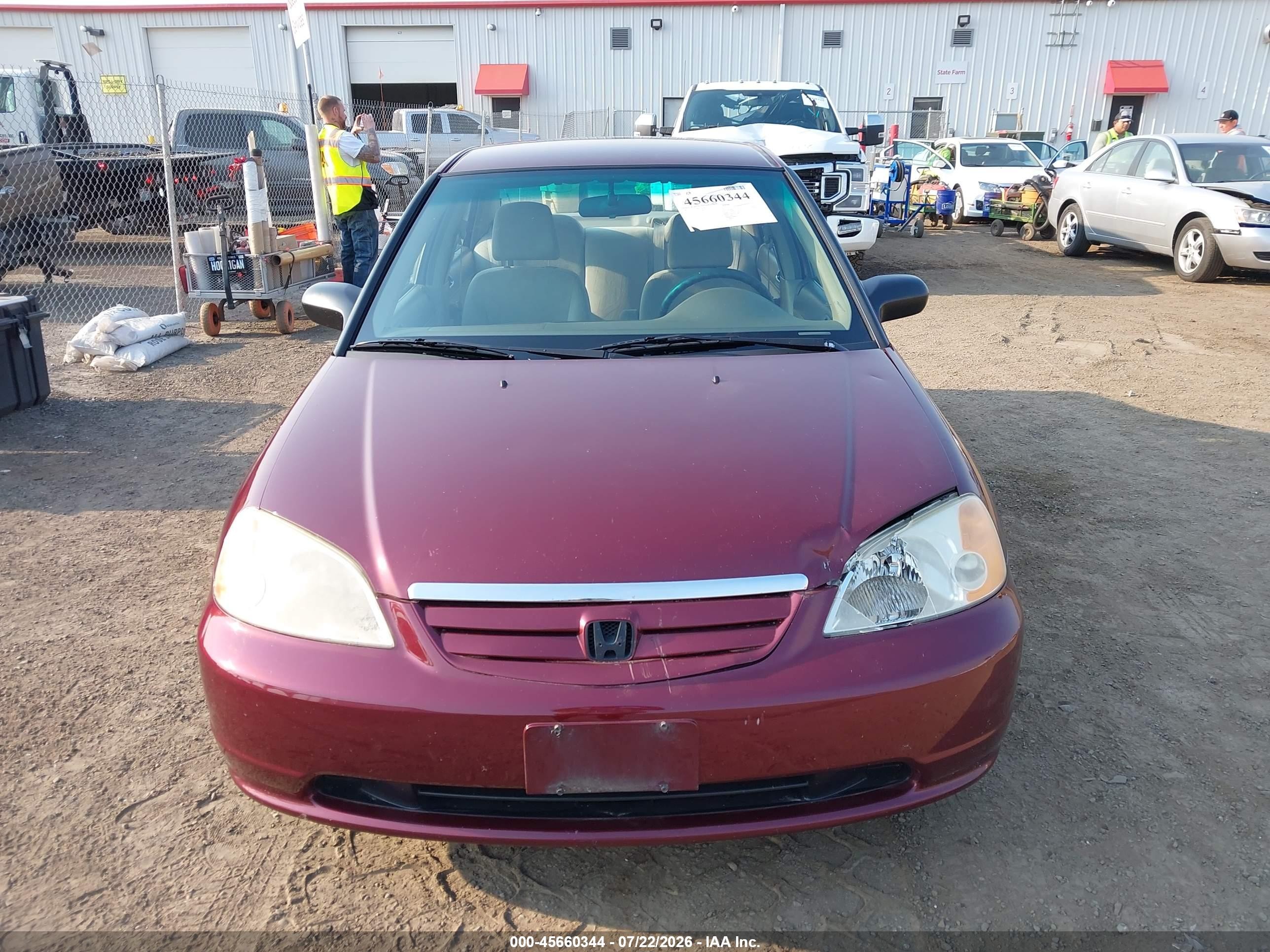 2002 Honda Civic Lx Burgundy vin: JHMES16502S006329