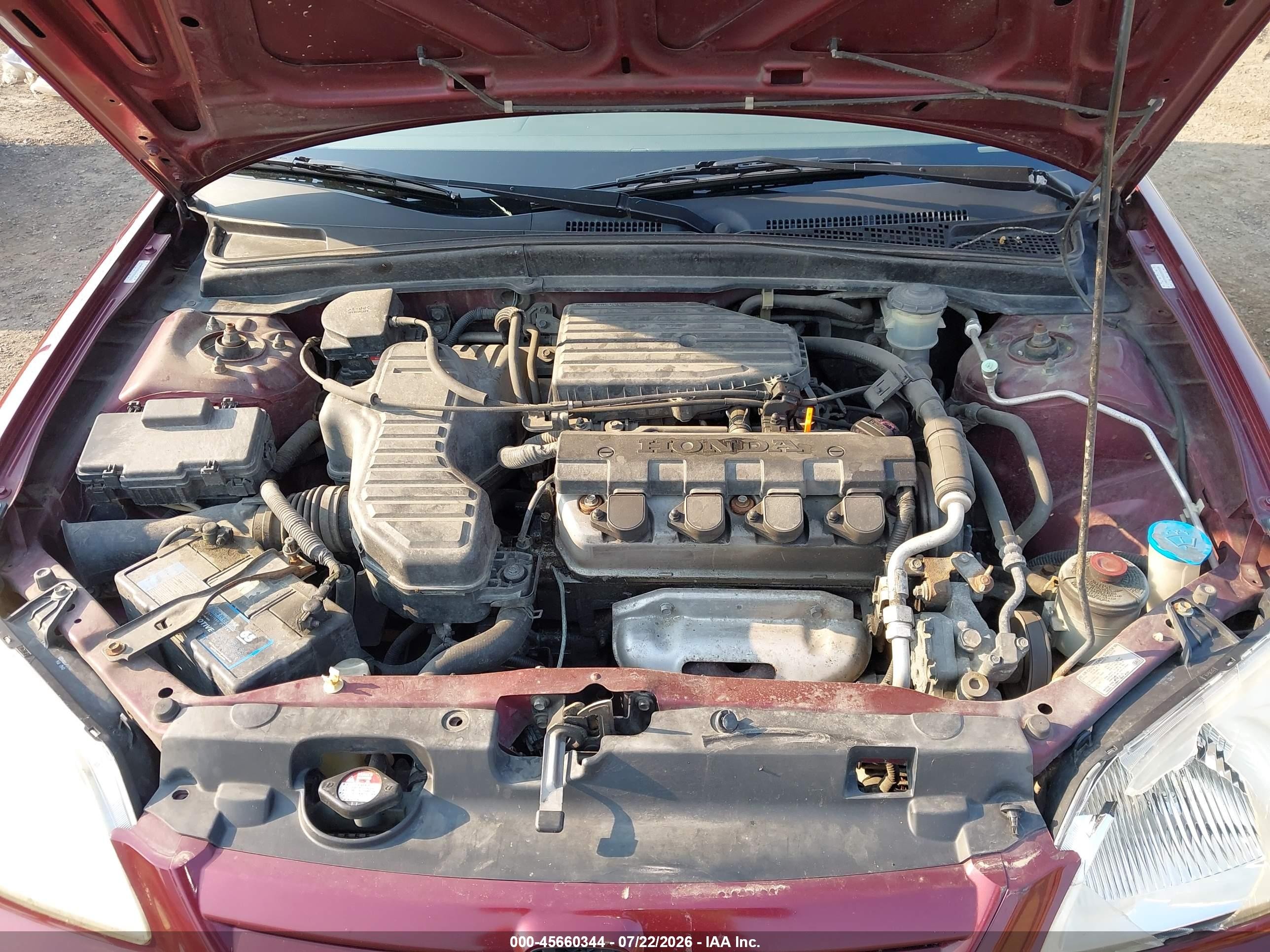 2002 Honda Civic Lx Burgundy vin: JHMES16502S006329