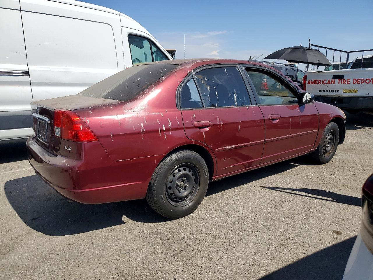 2003 Honda Civic Lx Burgundy vin: JHMES16503S000080
