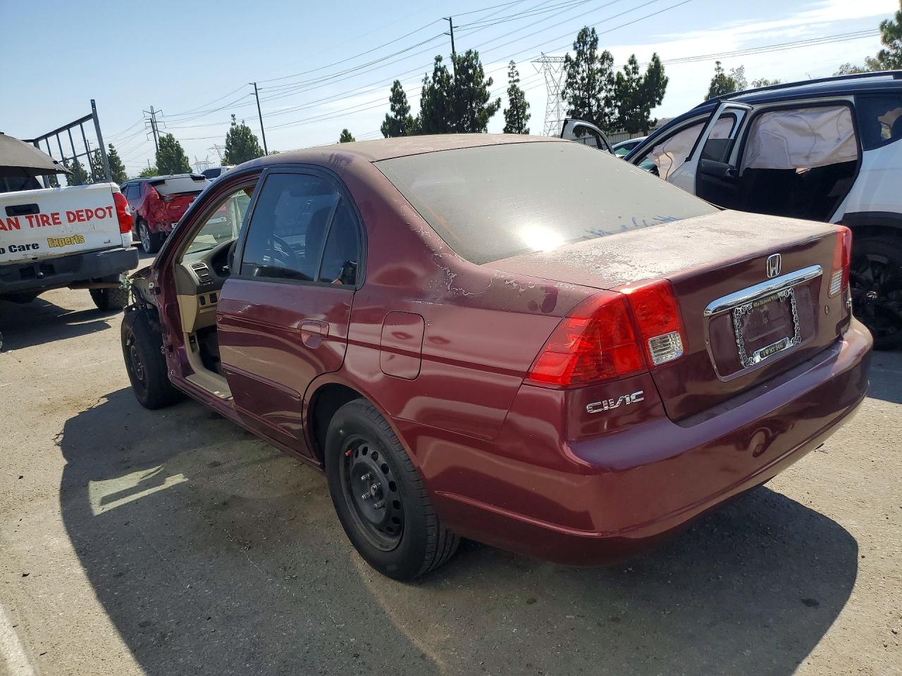 2003 Honda Civic Lx Burgundy vin: JHMES16503S000080