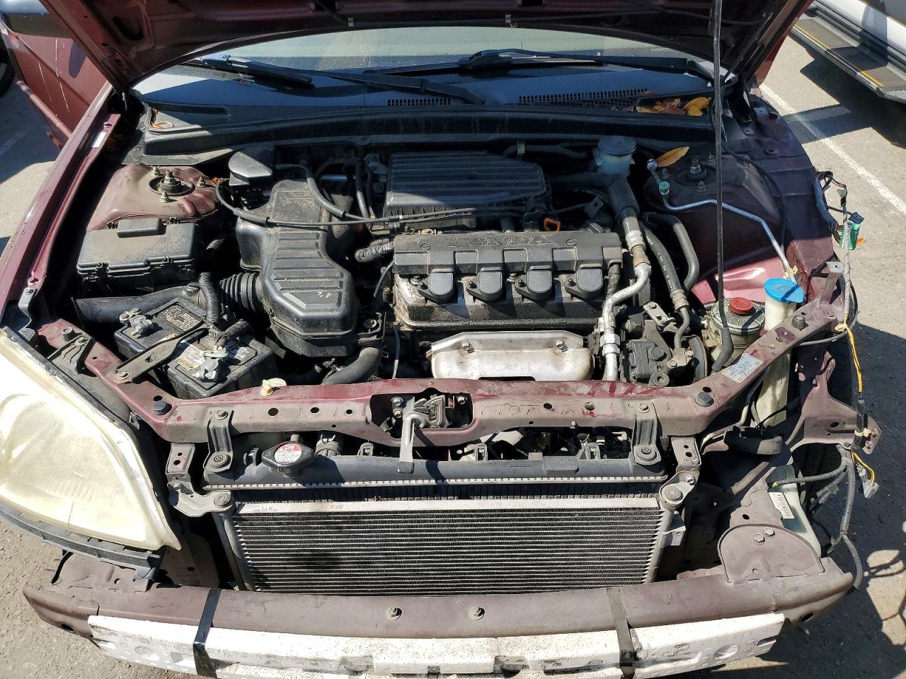 2003 Honda Civic Lx Burgundy vin: JHMES16503S000080